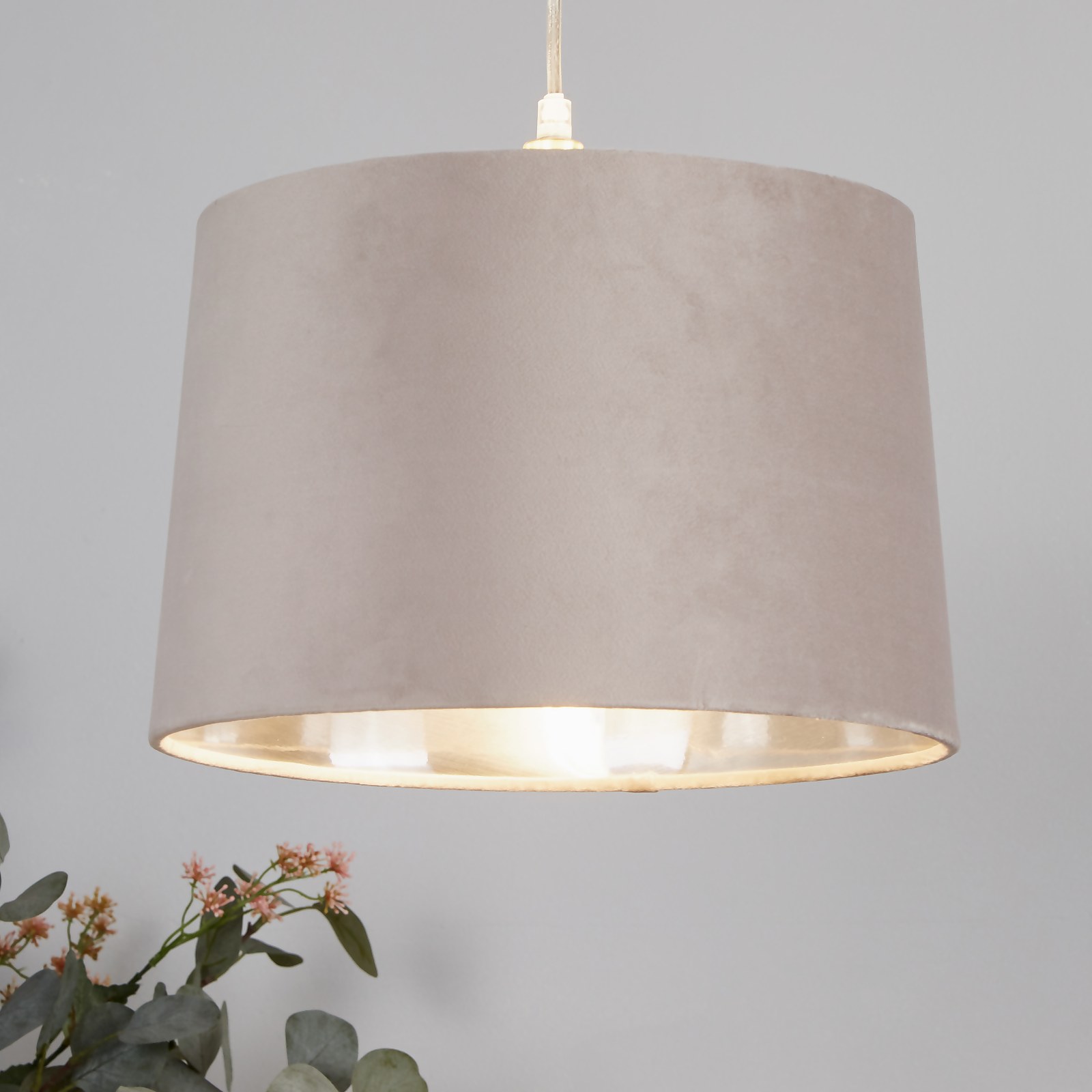 Velvet Drum Lamp Shade - 30cm - Mink Price Comparisons | Compare The Build