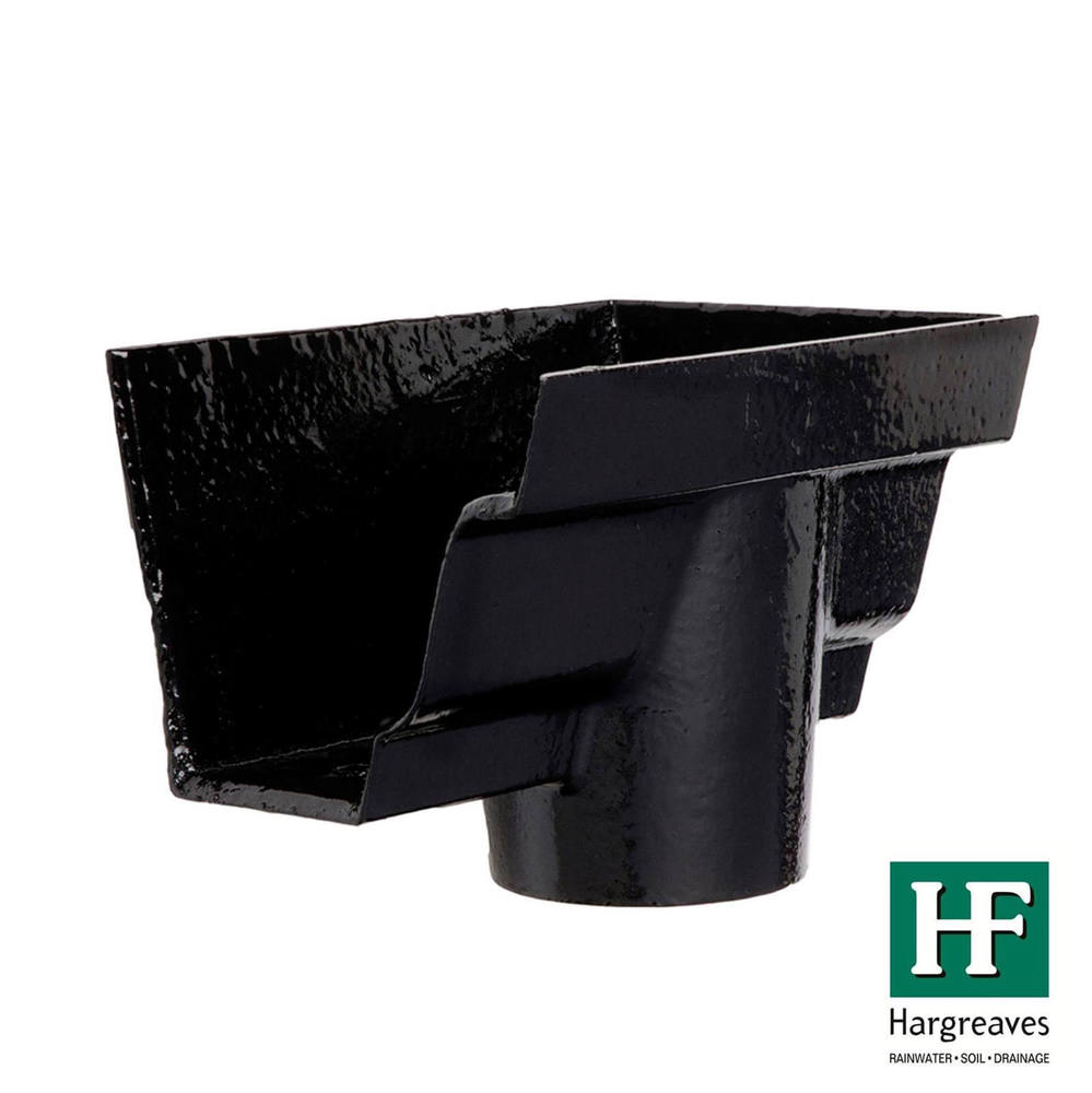 Cast Iron Moulded Ogee Gutter Right Hand Stopend Outlet - 100mm for 65mm Downpipe Black Price Comparisons | Compare The Build