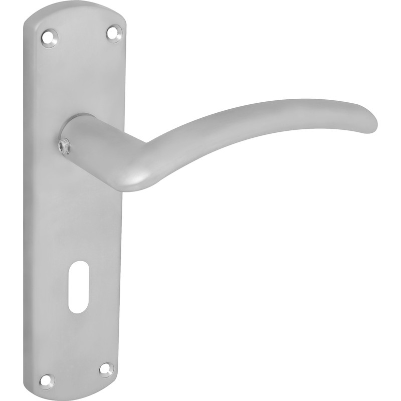 Serozzetta Tres Door Handles Lock Satin (Pair) in Chrome | Compare The Build