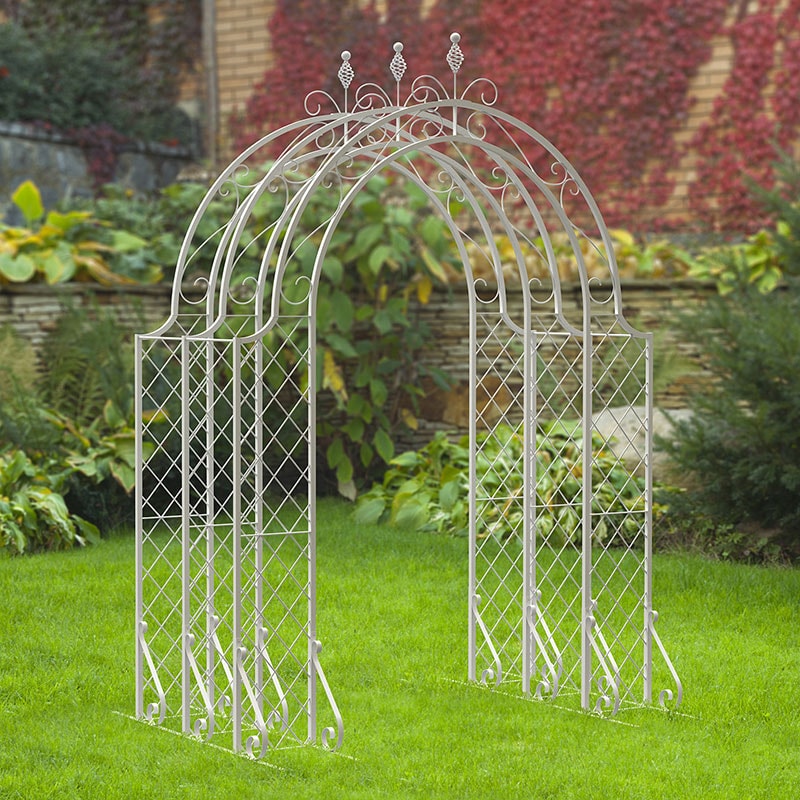 Panacea Lattice Metal Garden Arch Tunnel - White 8'3 x 5'9 Price Comparisons | Compare The Build