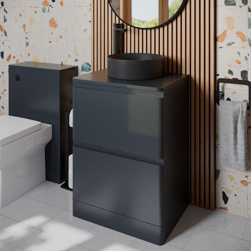 Regis Forma Anthracite Grey Freestanding Vanity Unit & Affine Lyon Matt Black Countertop Basin 600mm | Compare The Build