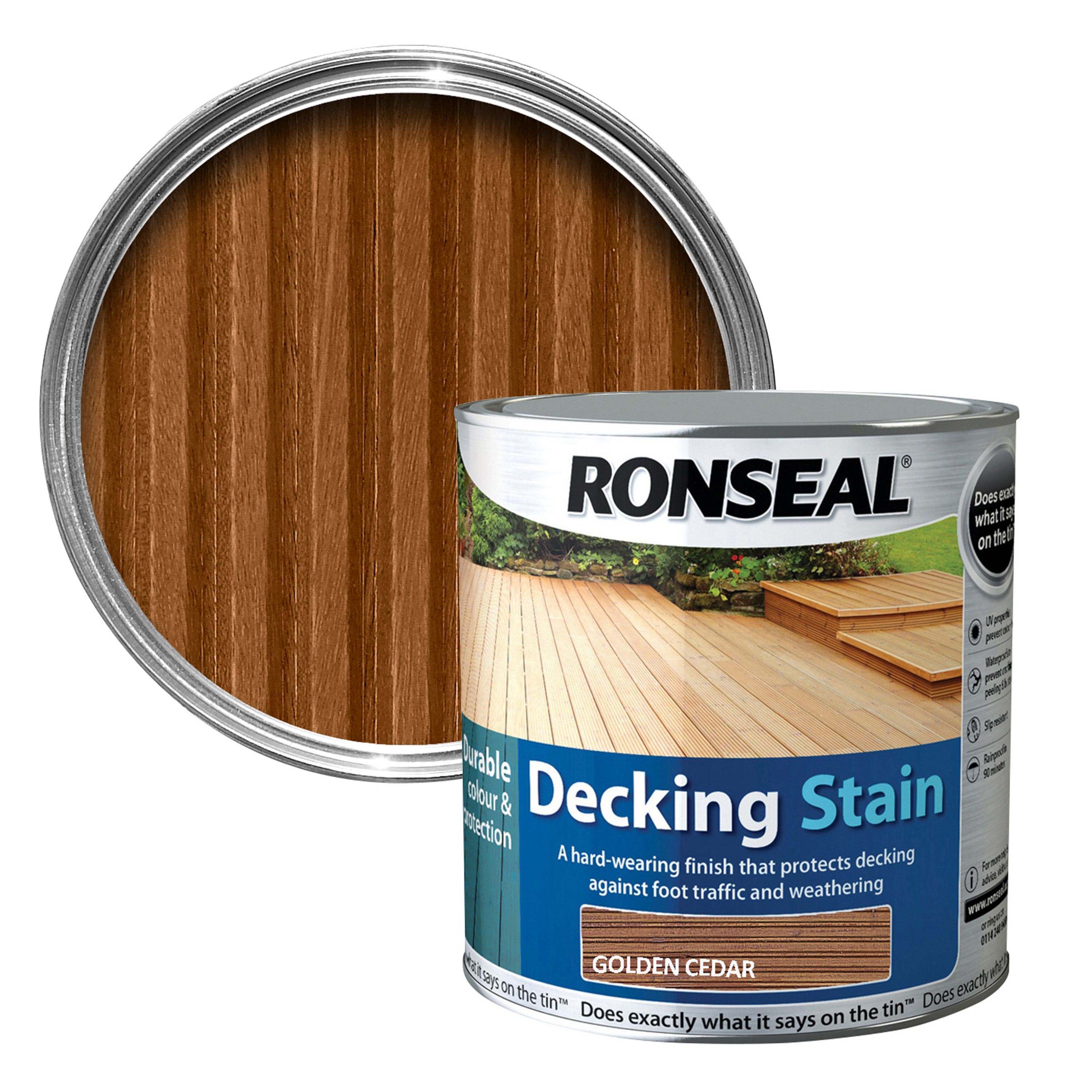 Ronseal Golden Cedar Matt Decking Wood Stain, 5L | Compare The Build