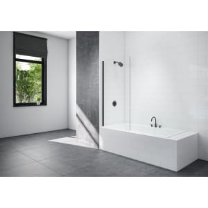 Nexa By Merlyn 8mm Black Frameless Fixed Square Panel Bath Screen - 1500 x 800mm Price Comparisons | Compare The Build