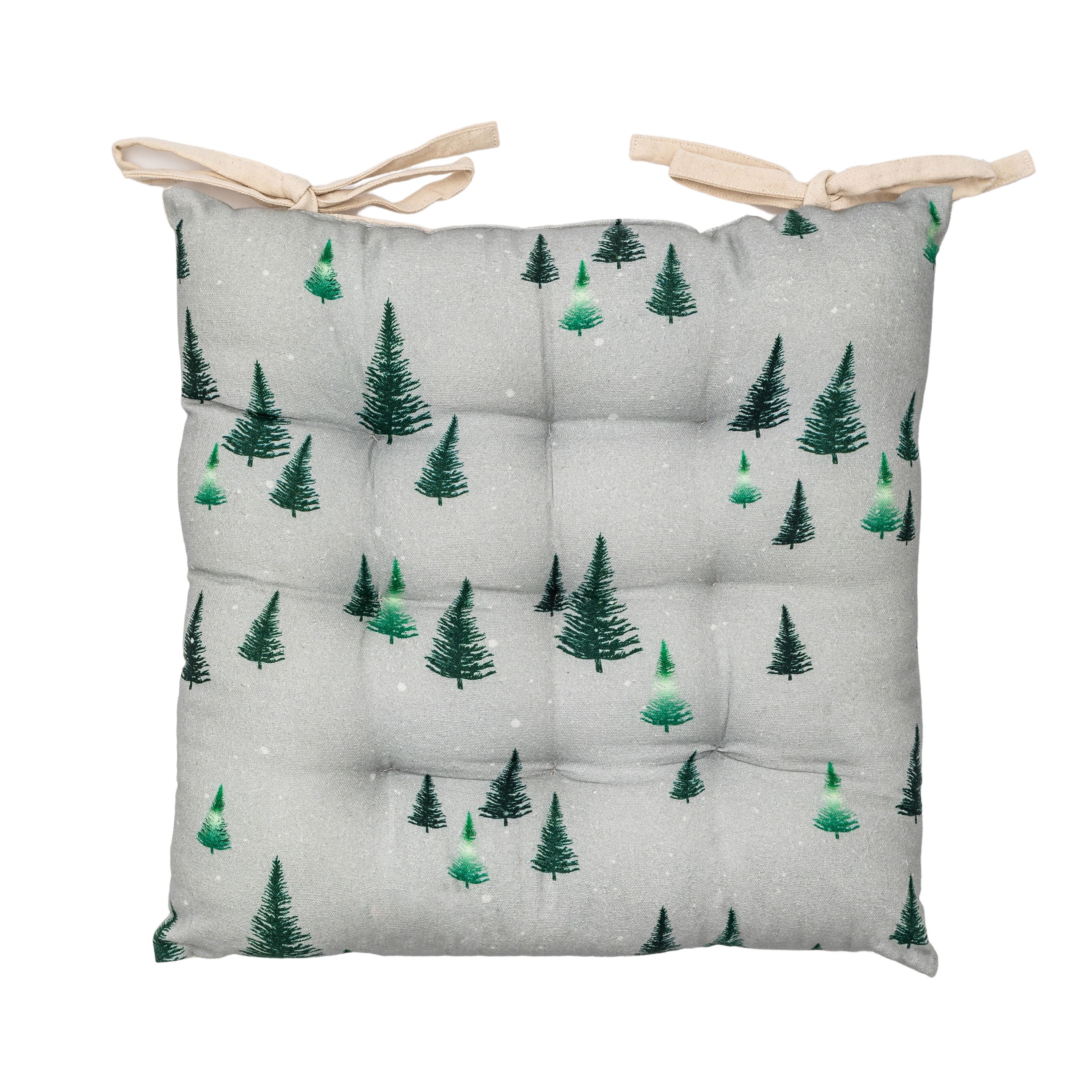 Grey Christmas Fir Tree Seat Pad (L)40Cm X (W)40Cm | Compare The Build