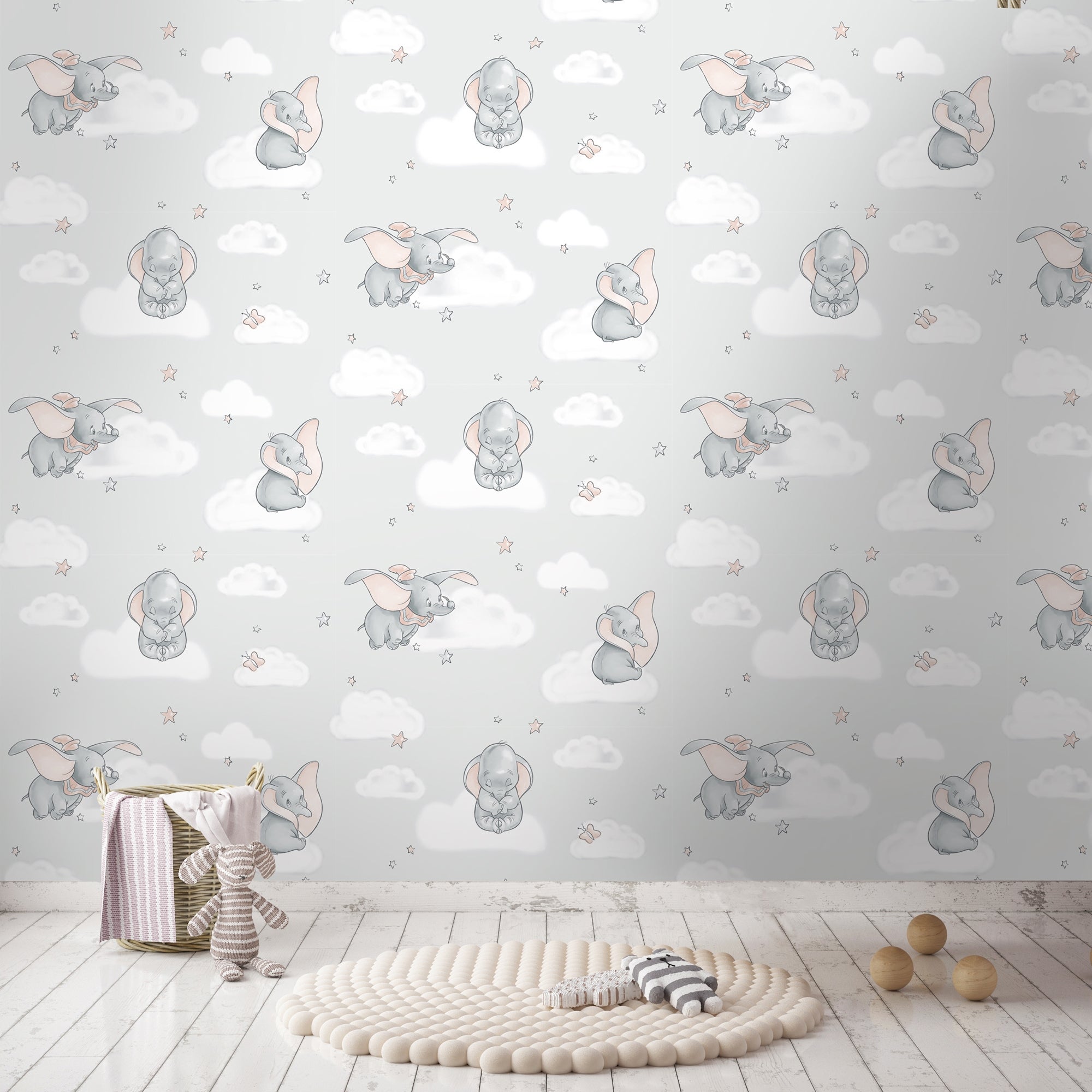 Disney Dumbo Grey Wallpaper Grey/White | Compare The Build