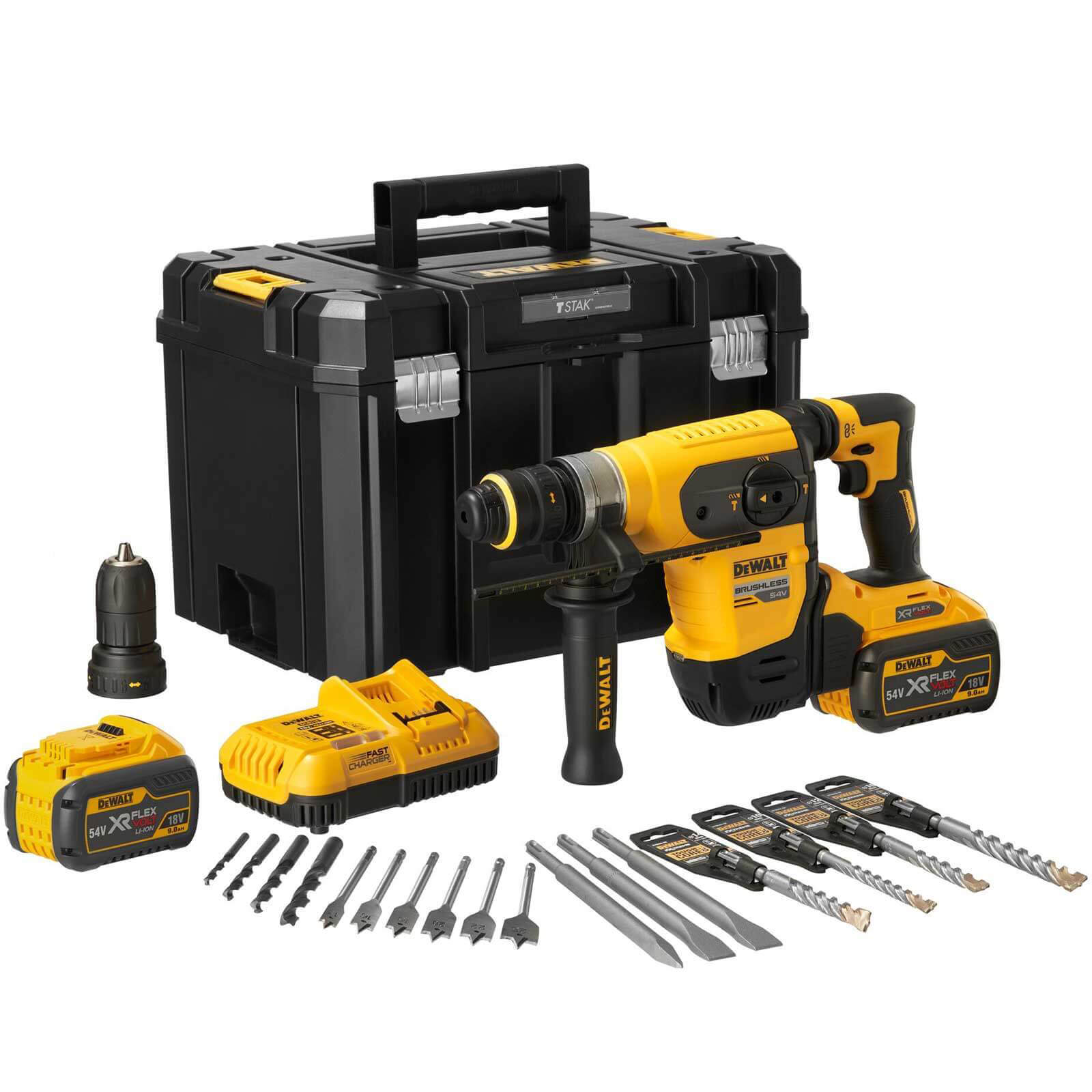 DeWalt DCH417 54v XR Cordless Brushless SDS Plus Multi Hammer Drill 2 x 9ah Li-ion Charger Case Price Comparisons | Compare The Build