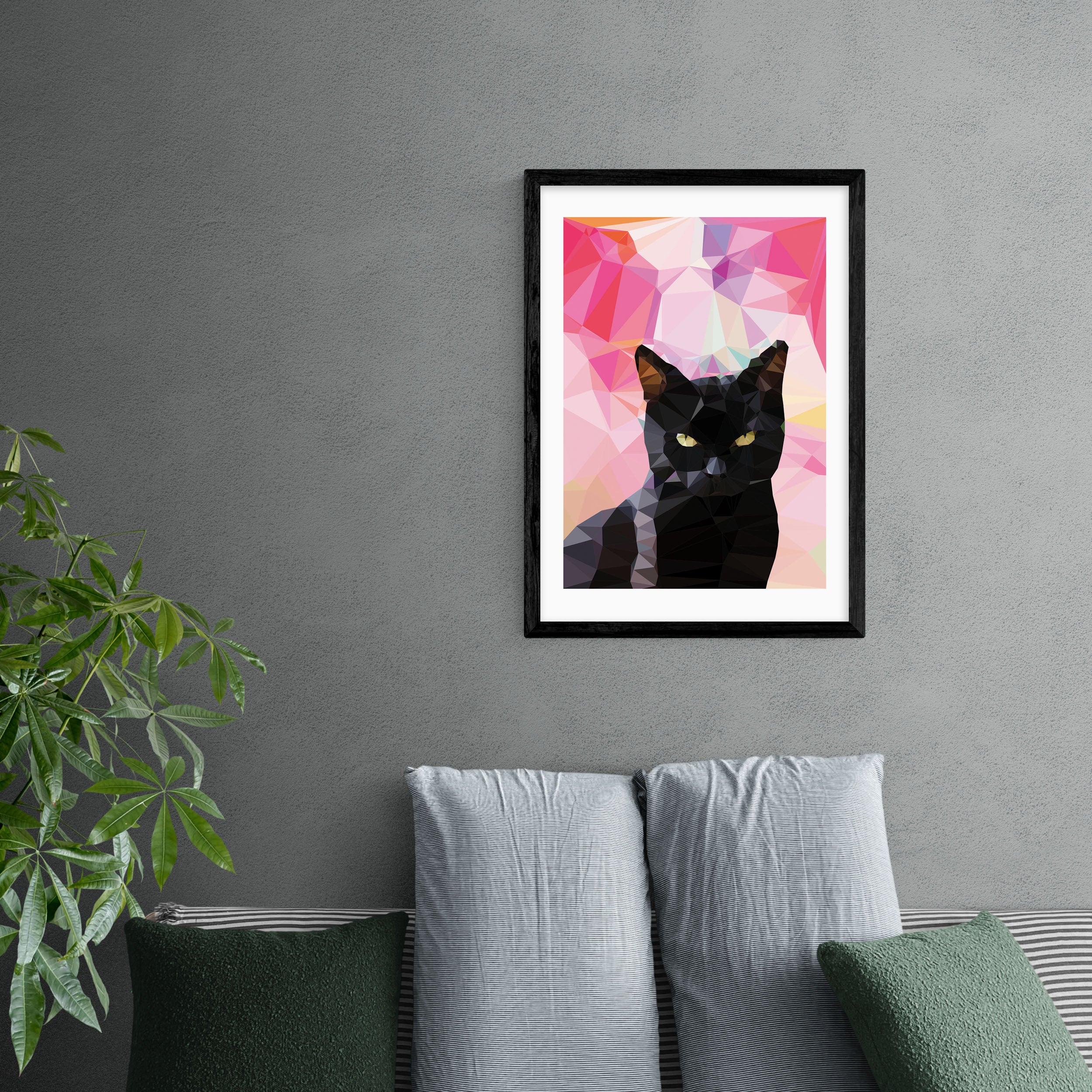 East End Prints Black Cat Print Pink/Black | Compare The Build