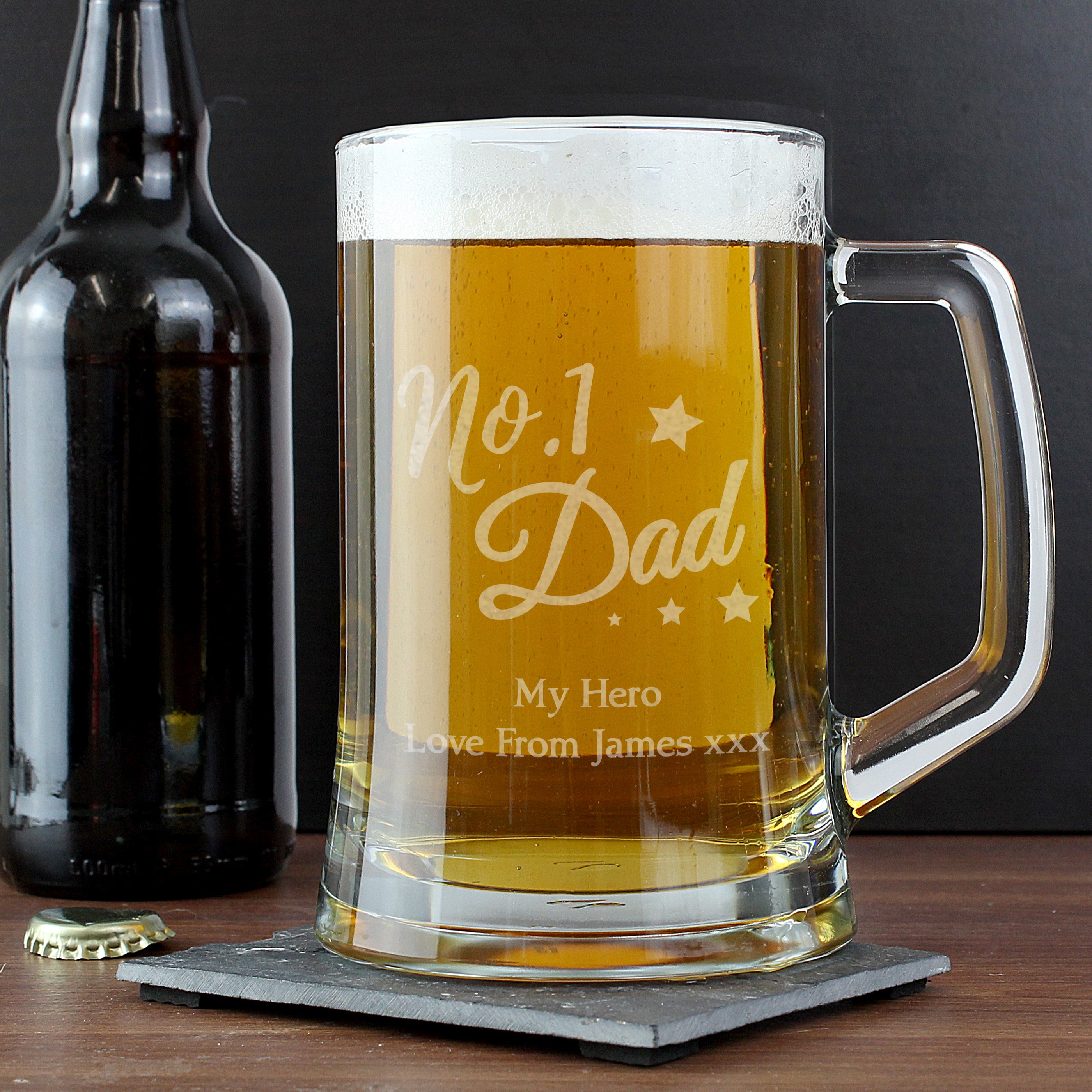 Personalised No1 Dad Glass Pint Stern Tankard Clear Price Comparisons | Compare The Build