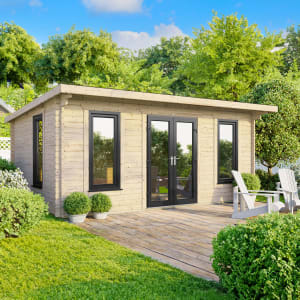 Power Sheds 18 x 10ft Central Doors Pent Notched Logs Log Cabin Price Comparisons | Compare The Build