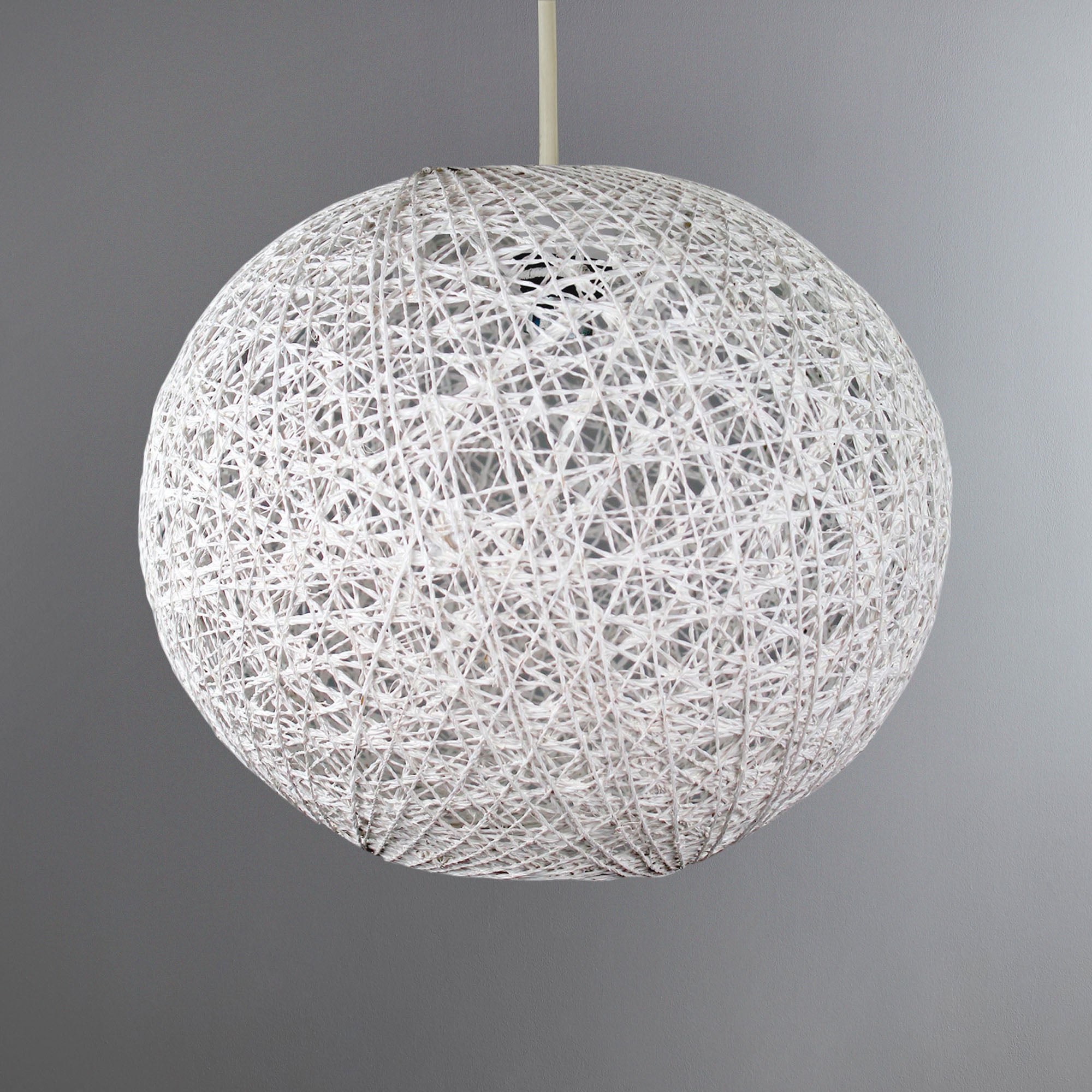 Abaca Ball 20cm White Easy Fit Pendant White Price Comparisons | Compare The Build