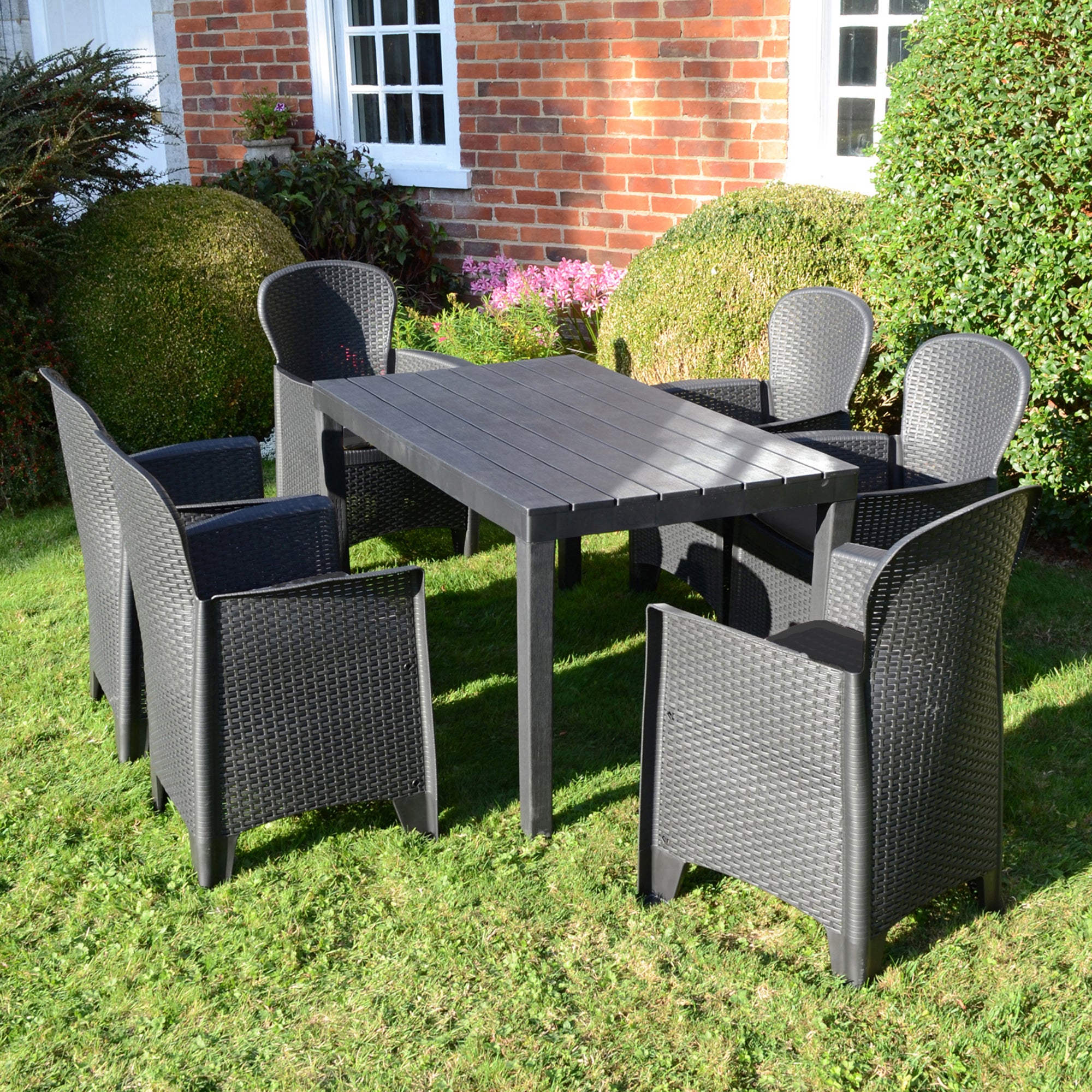 Trabella Roma 6 Seater Dining Set with Sicily Chairs Grey Price Comparisons | Compare The Build