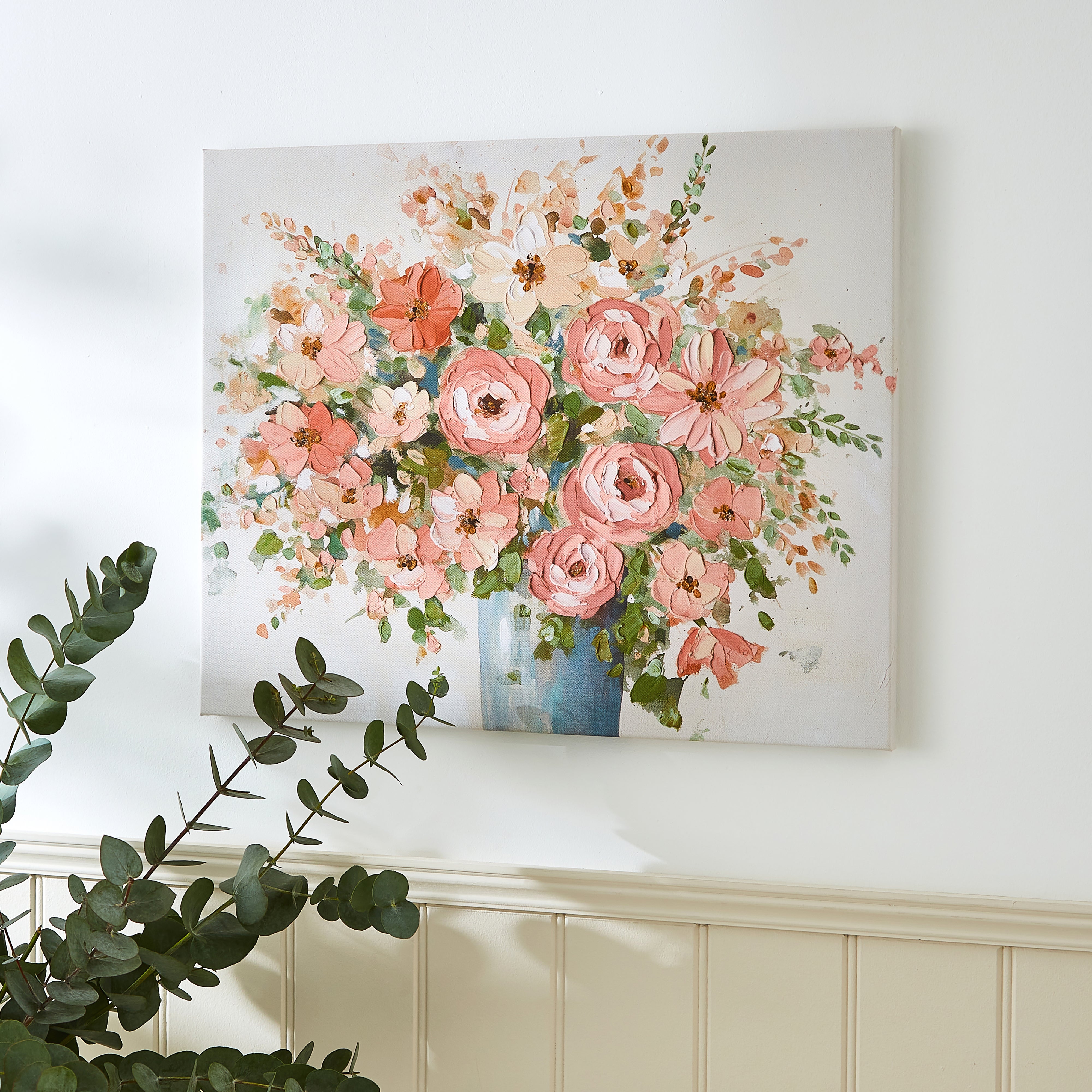 Pink Florals Canvas 40x50cm Pink Price Comparisons | Compare The Build