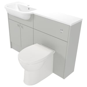 Deccado Benham Whisper Grey Left Hand 1200mm Slimline Fitted Vanity & Toilet Pan Unit Combination with Left Hand Basin Price Comparisons | Compare The Build