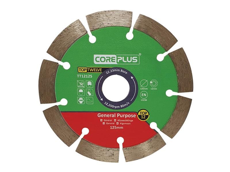 CorePlus CORDBTT12125 Top Twelve General Purpose Diamond Blade 125mm Price Comparisons | Compare The Build