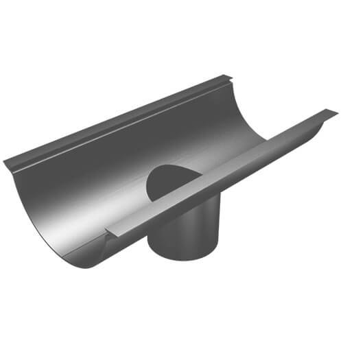 Aluminium Beaded Half Round Gutter Running Outlet - 125mm for 63mm Round Downpipe PPC Finish Anthracite Grey Price Comparisons | Compare The Build