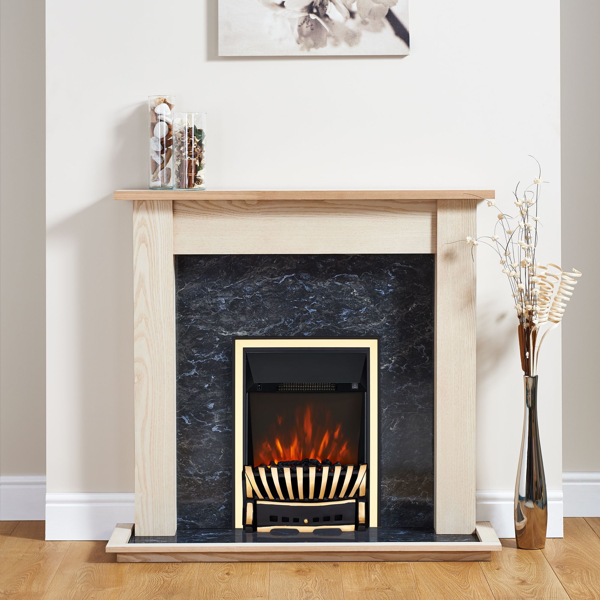 Focal Point Elegance Brass Effect Electric Fire Suite Price Comparisons | Compare The Build
