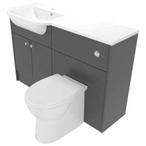 Deccado Benham Charcoal Grey Left Hand 1200mm Fitted Vanity & Toilet Pan Unit Combination with Left Hand Basin | Compare The Build