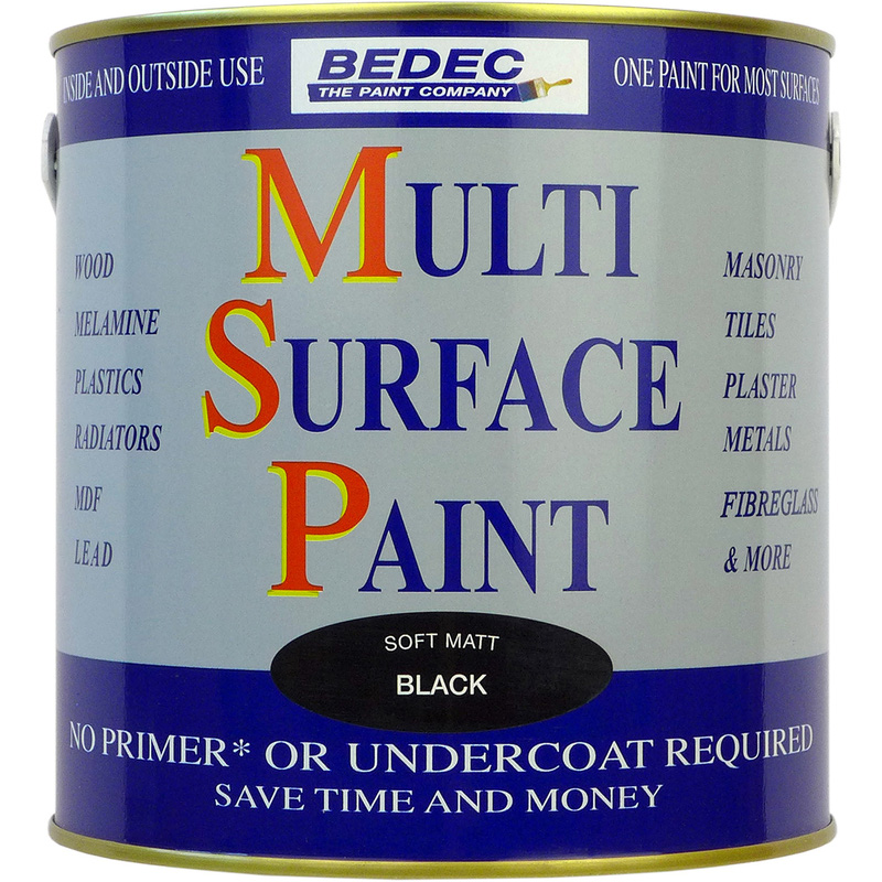 Bedec Multi Surface Paint Soft Matt 2.5L in Black Plastic Price Comparisons | Compare The Build