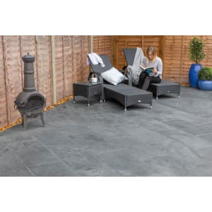 Marshalls Casarta Slate Textured Black Paving Slab 800 x 400 x 20 mm - 16m2 pack | Compare The Build