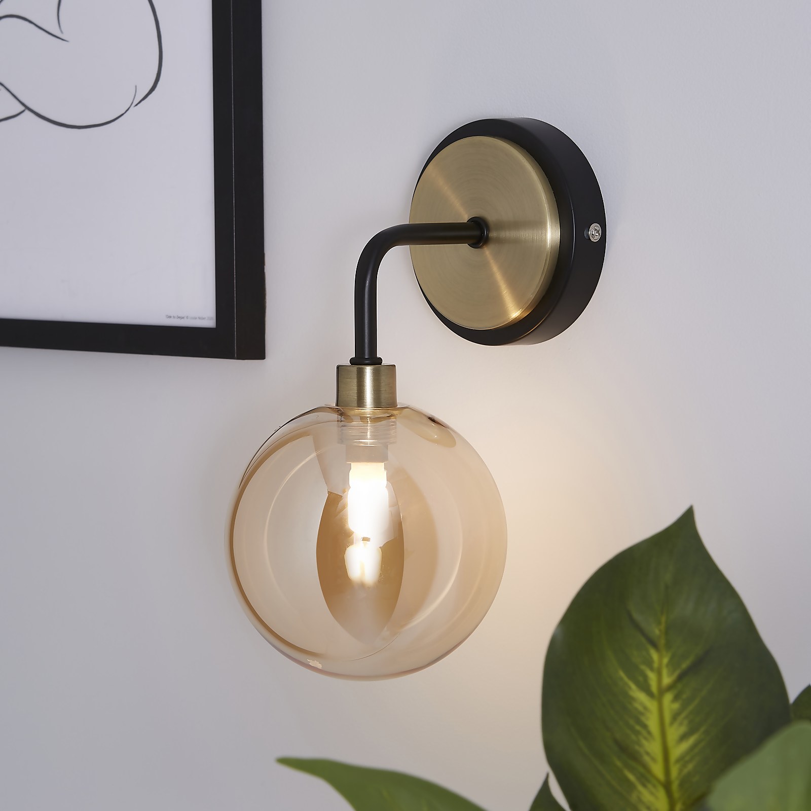 Shoreditch Glass Wall Light - Champagne & Brass Price Comparisons | Compare The Build