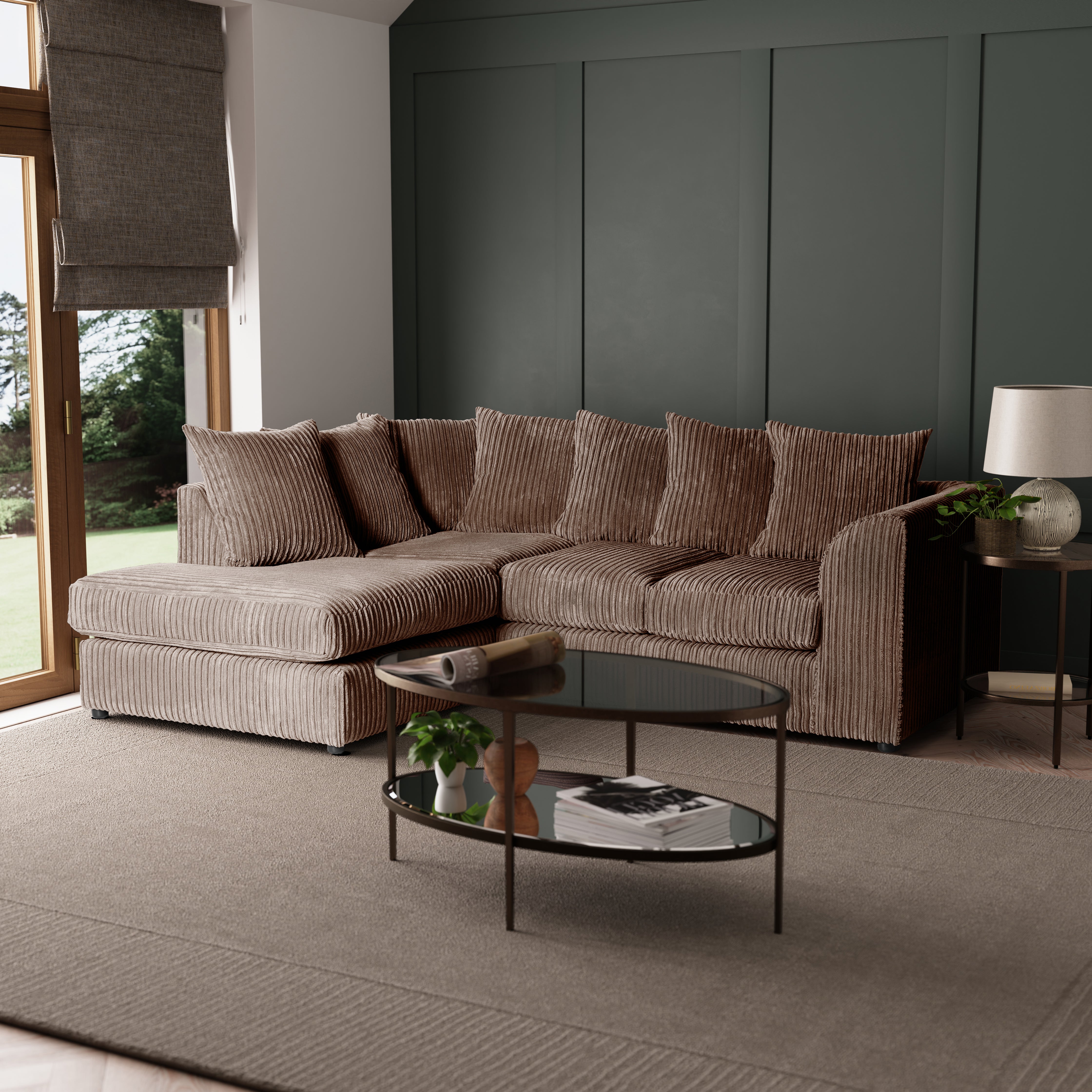 Blake Jumbo Cord Left Hand Corner Sofa Chocolate Brown Price Comparisons | Compare The Build