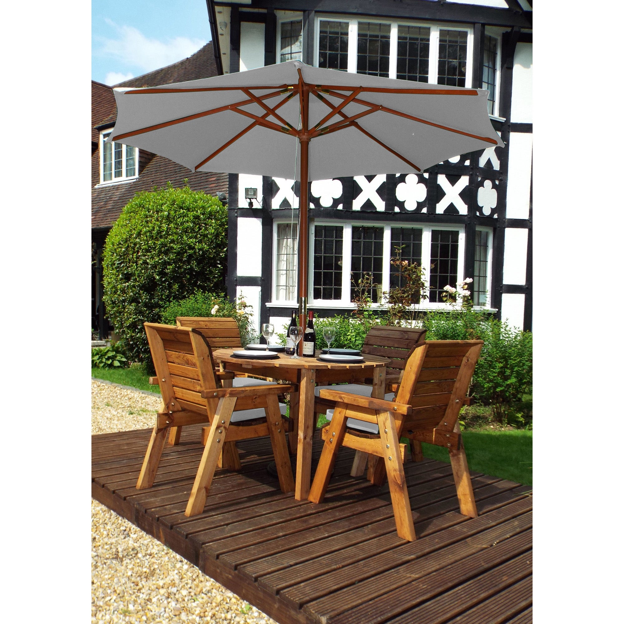 Charles Taylor Four Seater Circular Table Set with Accessories - Grey Price Comparisons | Compare The Build