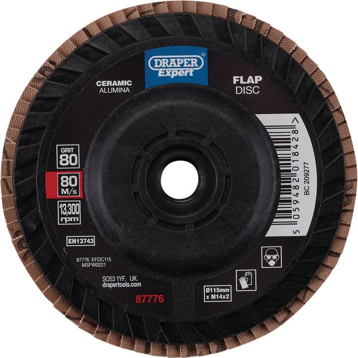 Draper Expert M14 Threaded Ceramic Flap Disc 115mm 80g Pack of 1 Price Comparisons | Compare The Build