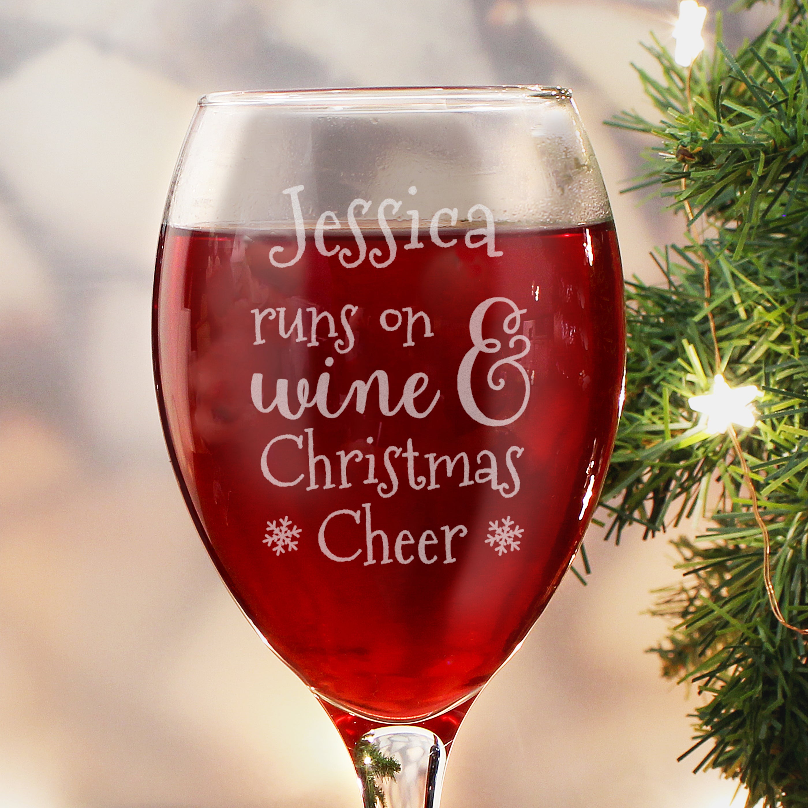 Personalised Runs On Wine and Christmas Wine Glass Clear | Compare The Build