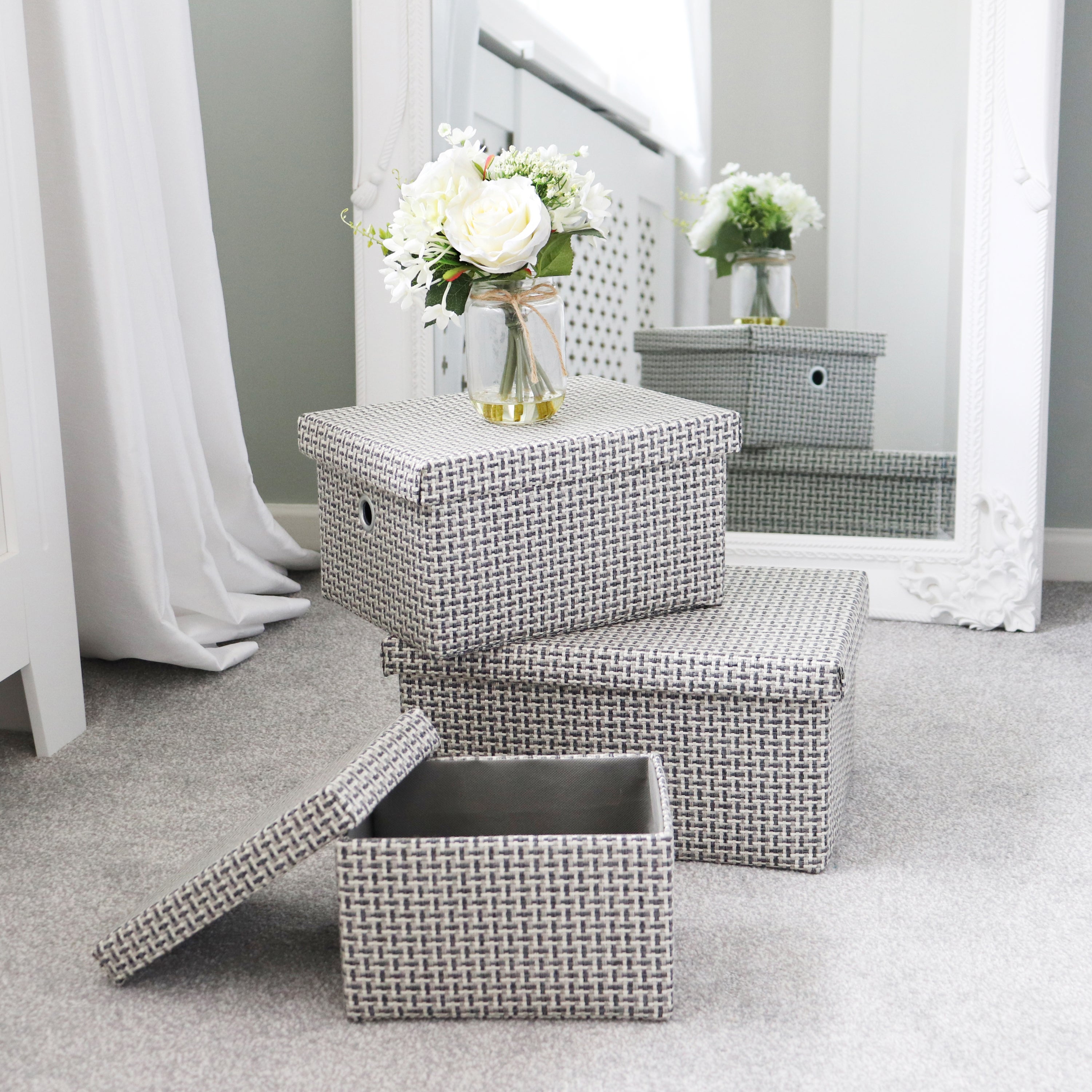 JVL Silva Set of 3 Storage Baskets with Lids Grey Price Comparisons | Compare The Build