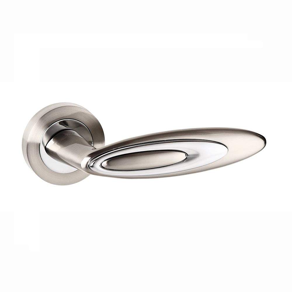 Atlantic Senza Pari Elisse Designer Lever on Round Rose - Satin Nickel &amp; Polished Chrome Atlantic UK SPM222SNCP Price Comparisons | Compare The Build