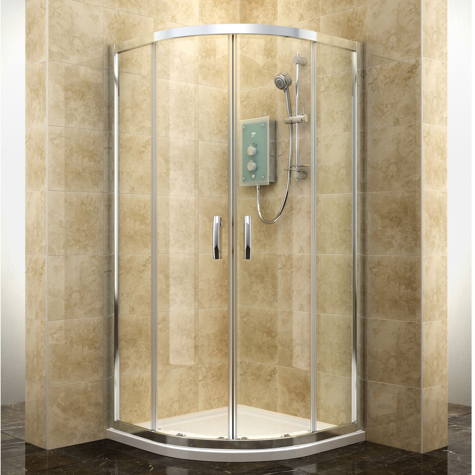 Cooke & Lewis Deluvio Quadrant Shower Enclosure & Tray With Double Sliding Doors (W)800mm (D)800mm Price Comparisons | Compare The Build