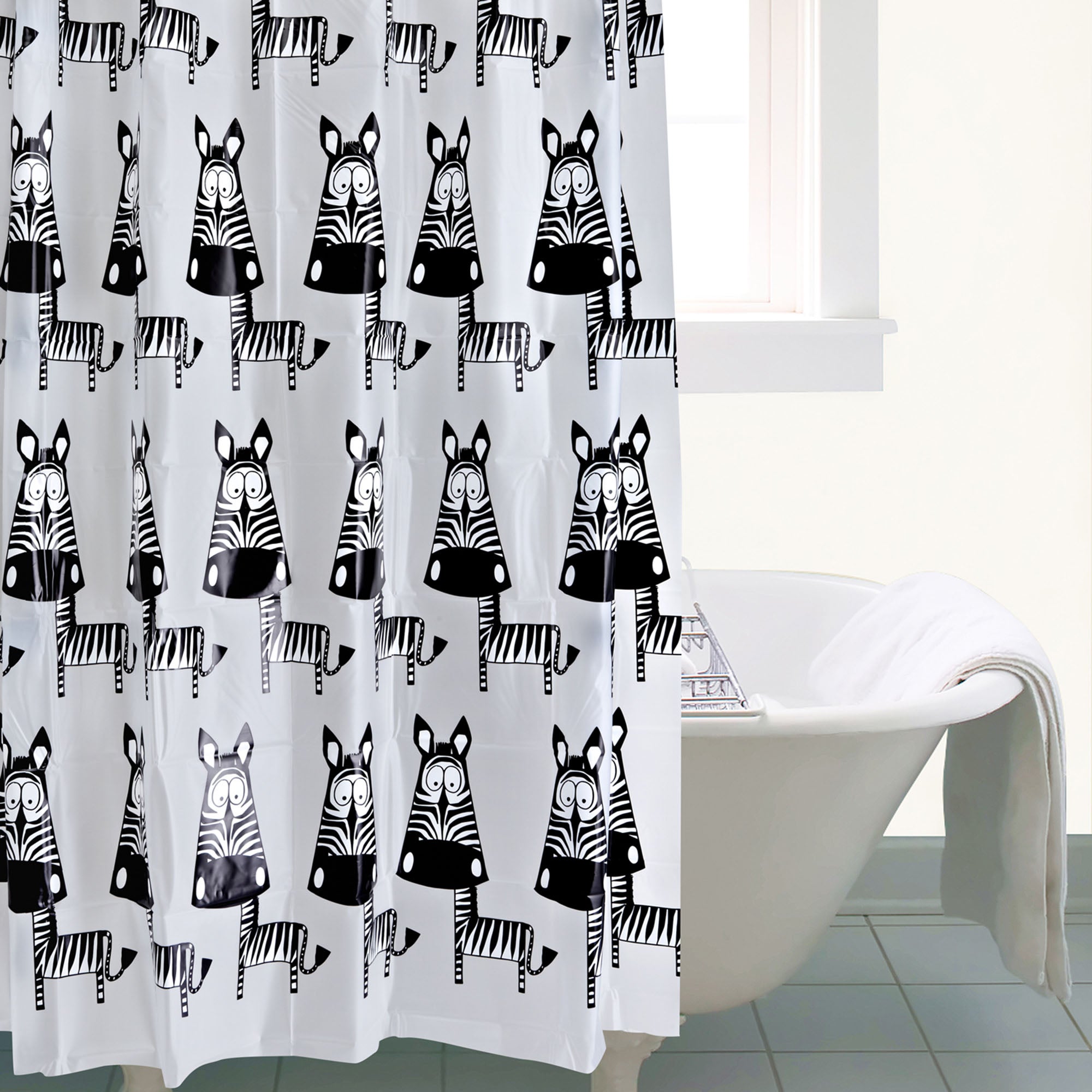 Zebra Shower Curtain Grey/White Price Comparisons | Compare The Build