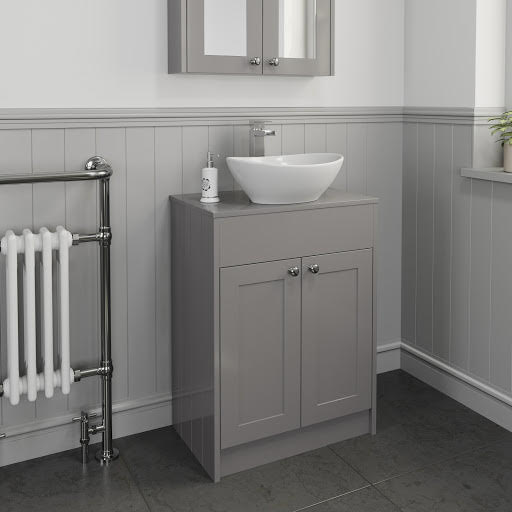 Park Lane Grey Free Standing Door Vanity Unit & Affine Roubaix Countertop Basin - 600mm Width | Compare The Build