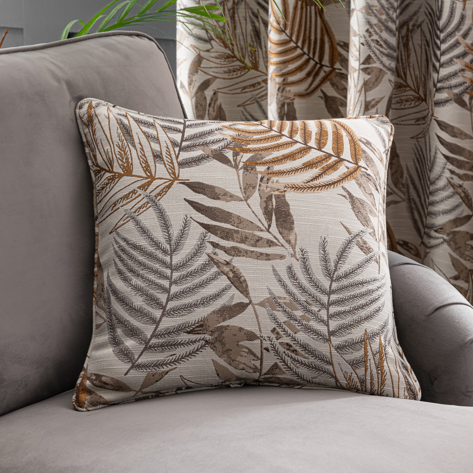 Leaf Jacquard Cushion Orange, Brown and White Price Comparisons | Compare The Build
