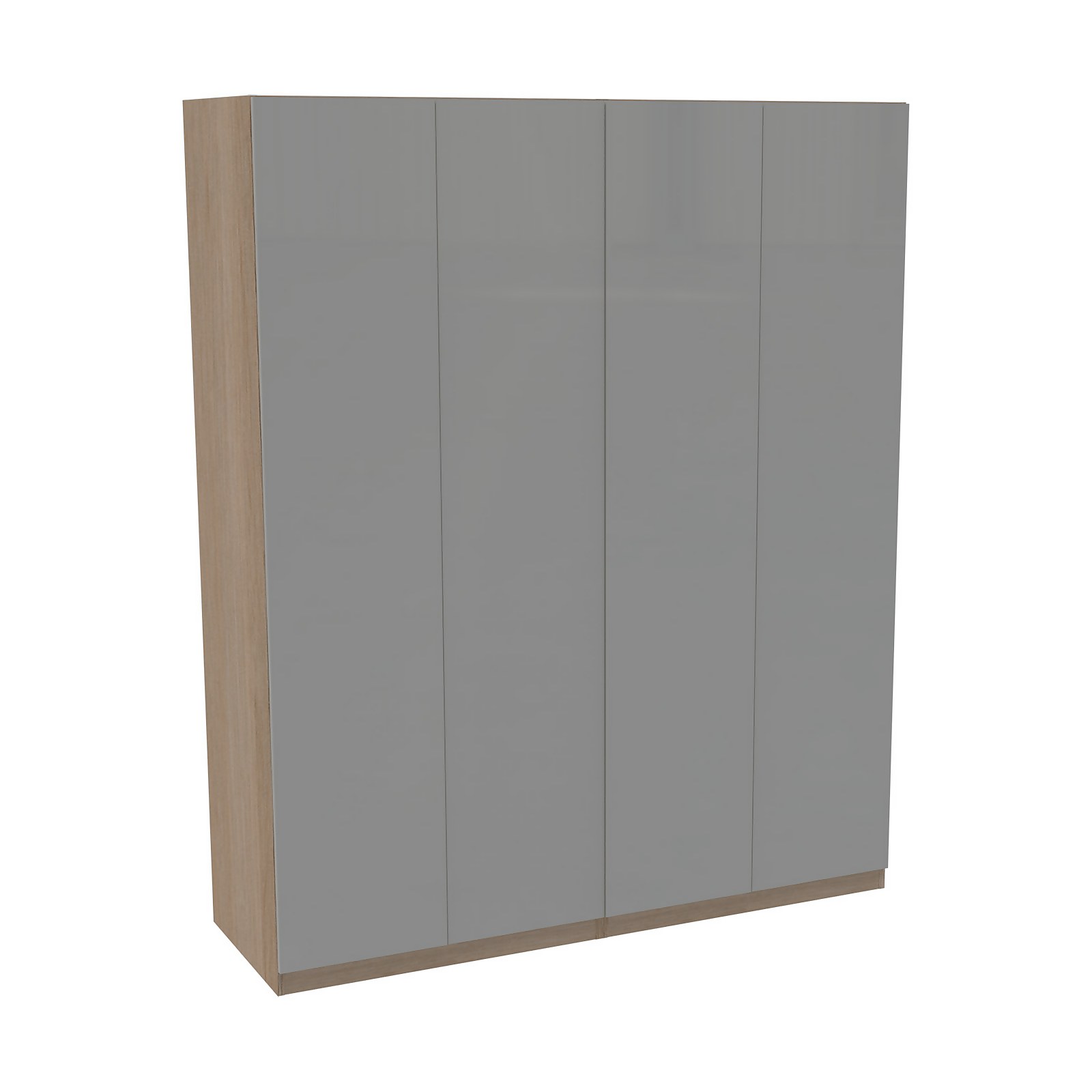 House Beautiful Honest Quad Wardrobe, Oak Effect Carcass - Gloss Grey Slab Doors (W) 1800mm x (H) 2196mm Price Comparisons | Compare The Build