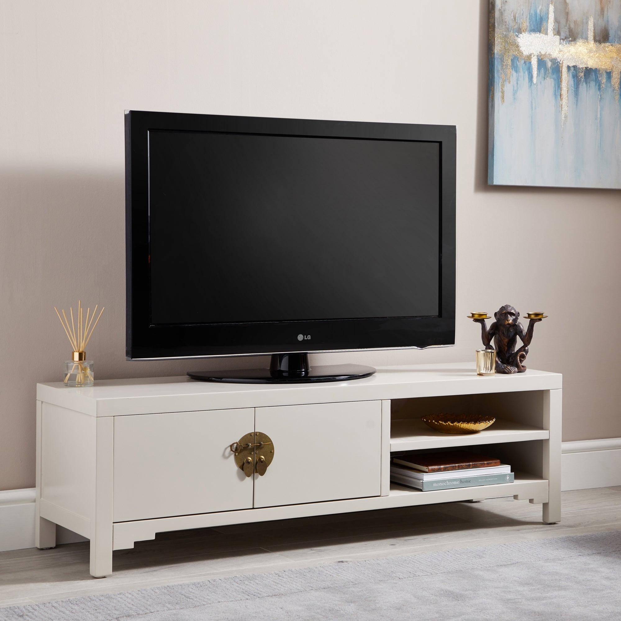 Hanna Oyster Wide TV Stand Beige Price Comparisons | Compare The Build