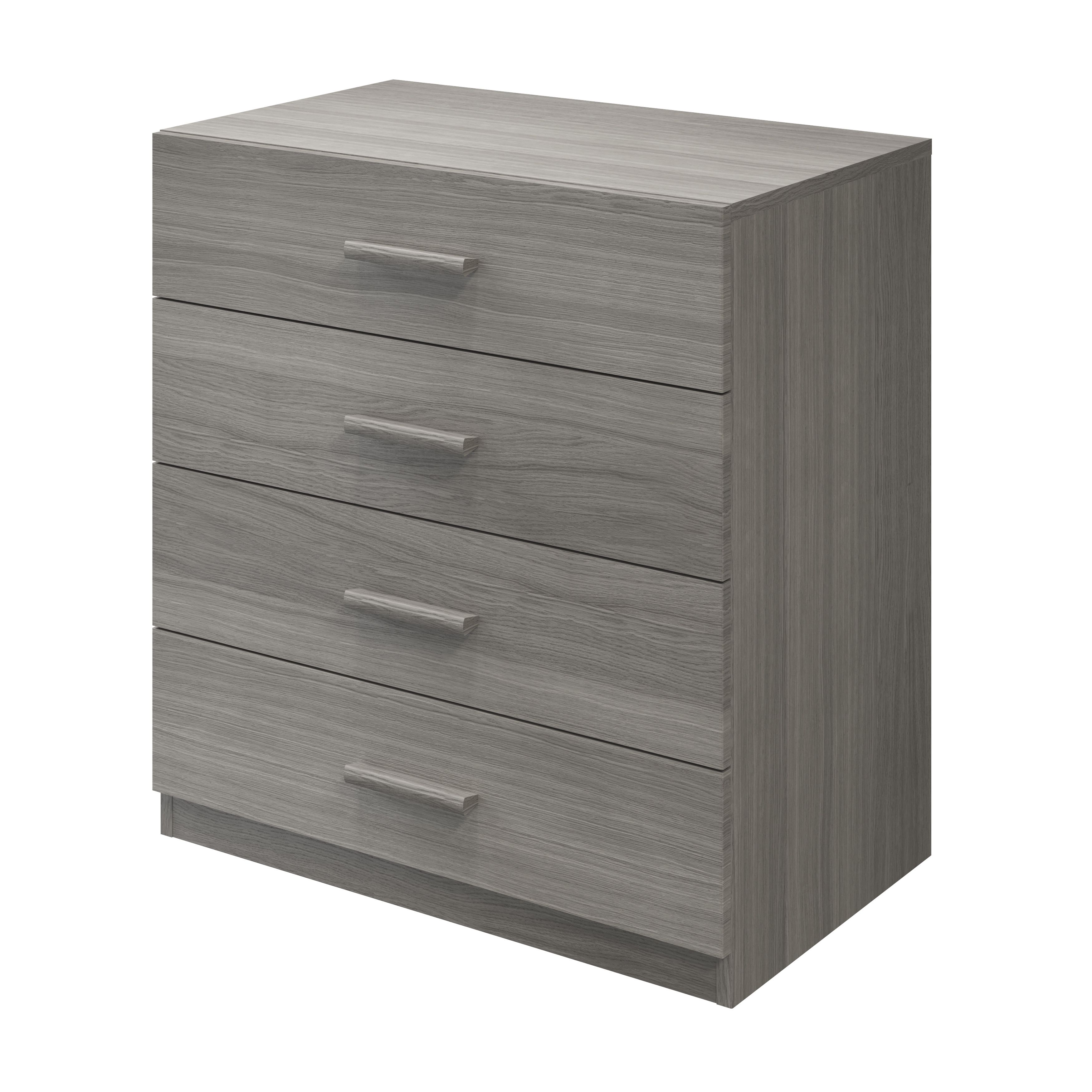 GoodHome Atomia Grey Oak Effect Chipboard 4 Drawer Single Deep Chest Of Drawers (H)804mm (W)750mm (D)466mm Price Comparisons | Compare The Build
