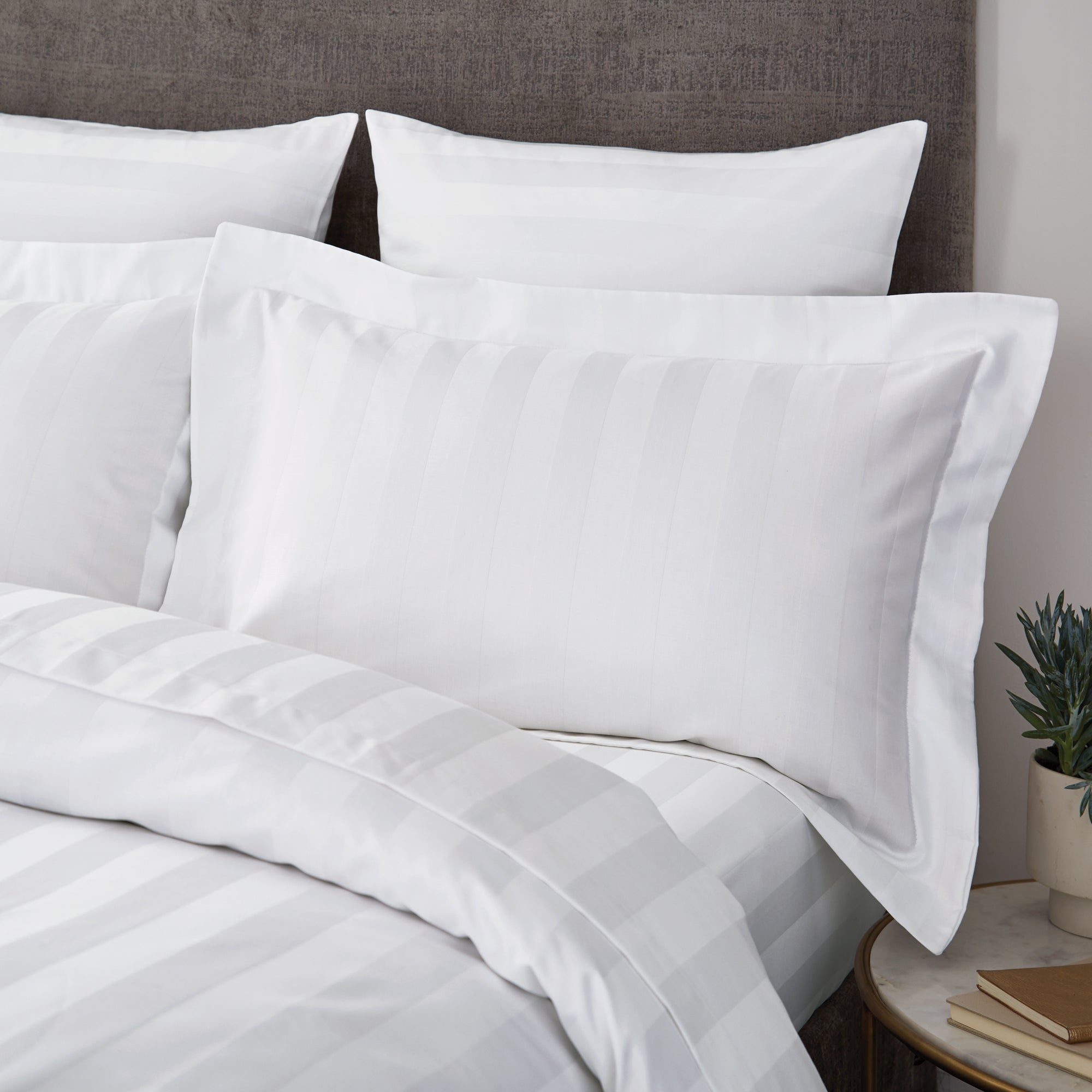 Hotel Cotton 230 Thread Count Stripe Oxford Pillowcase White Price Comparisons | Compare The Build