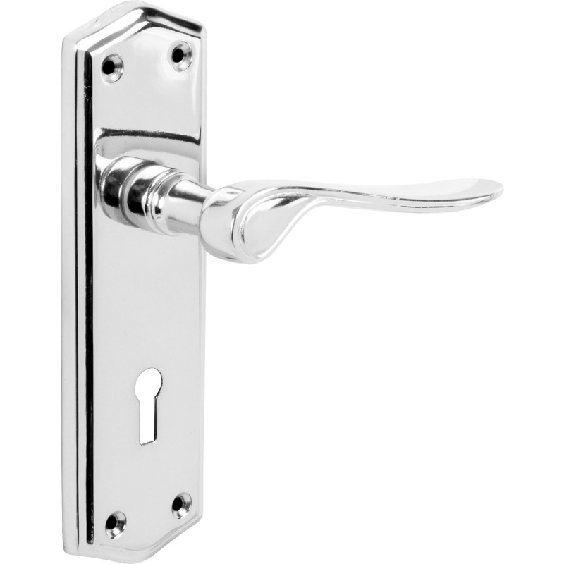 Eclipse Salvesen Door Handles Lock Polished (Pair) in Chrome | Compare The Build