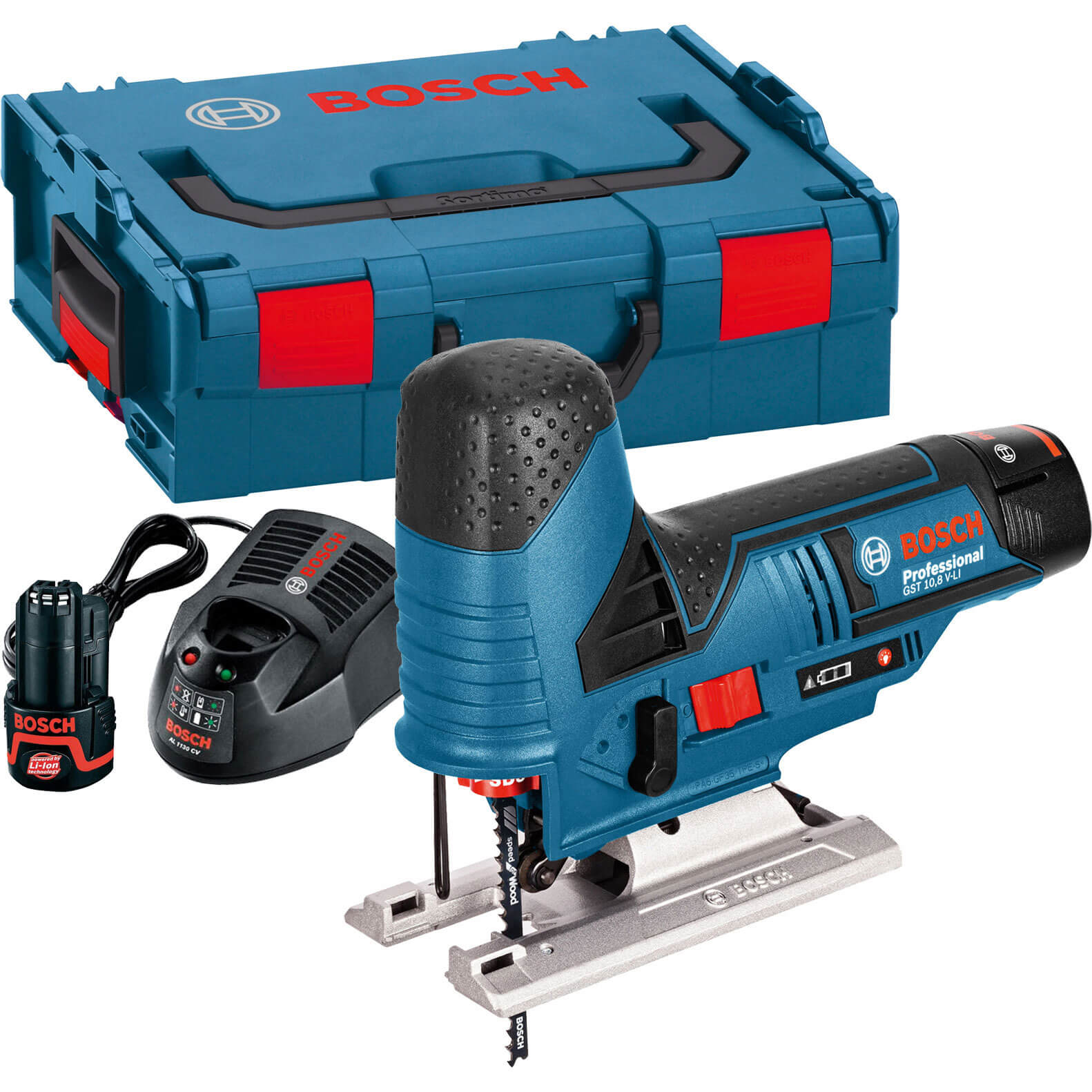 Bosch GST 12 V-LI 12v Cordless Jigsaw 2 x 2ah Li-ion Charger Case | Compare The Build