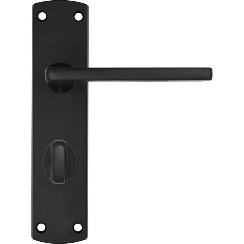 Stanza Leon Door Handles Matt Bathroom (Pair) in Black Plastic | Compare The Build