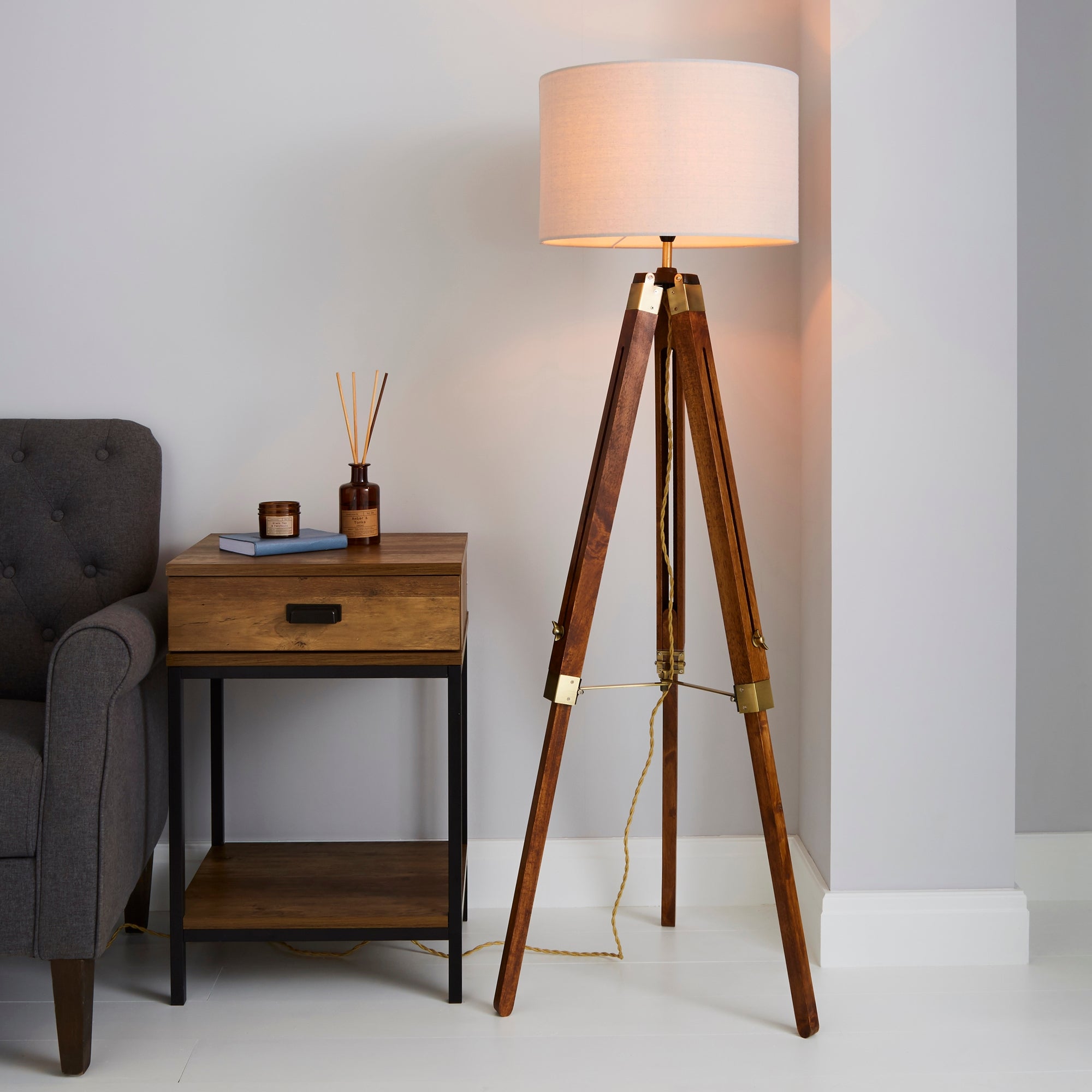 Trio Tripod Natural Floor Lamp Beige Price Comparisons | Compare The Build