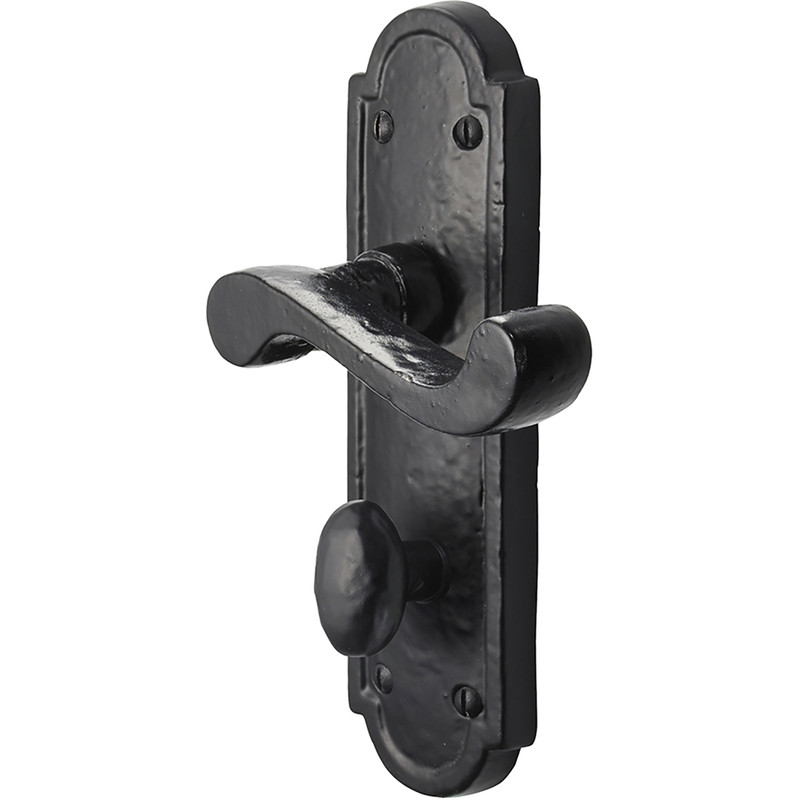 Old Hill Ironworks Laverton Suite Door Handles 172mm x 48mm Bathroom (Pair) in Black Cast Iron | Compare The Build