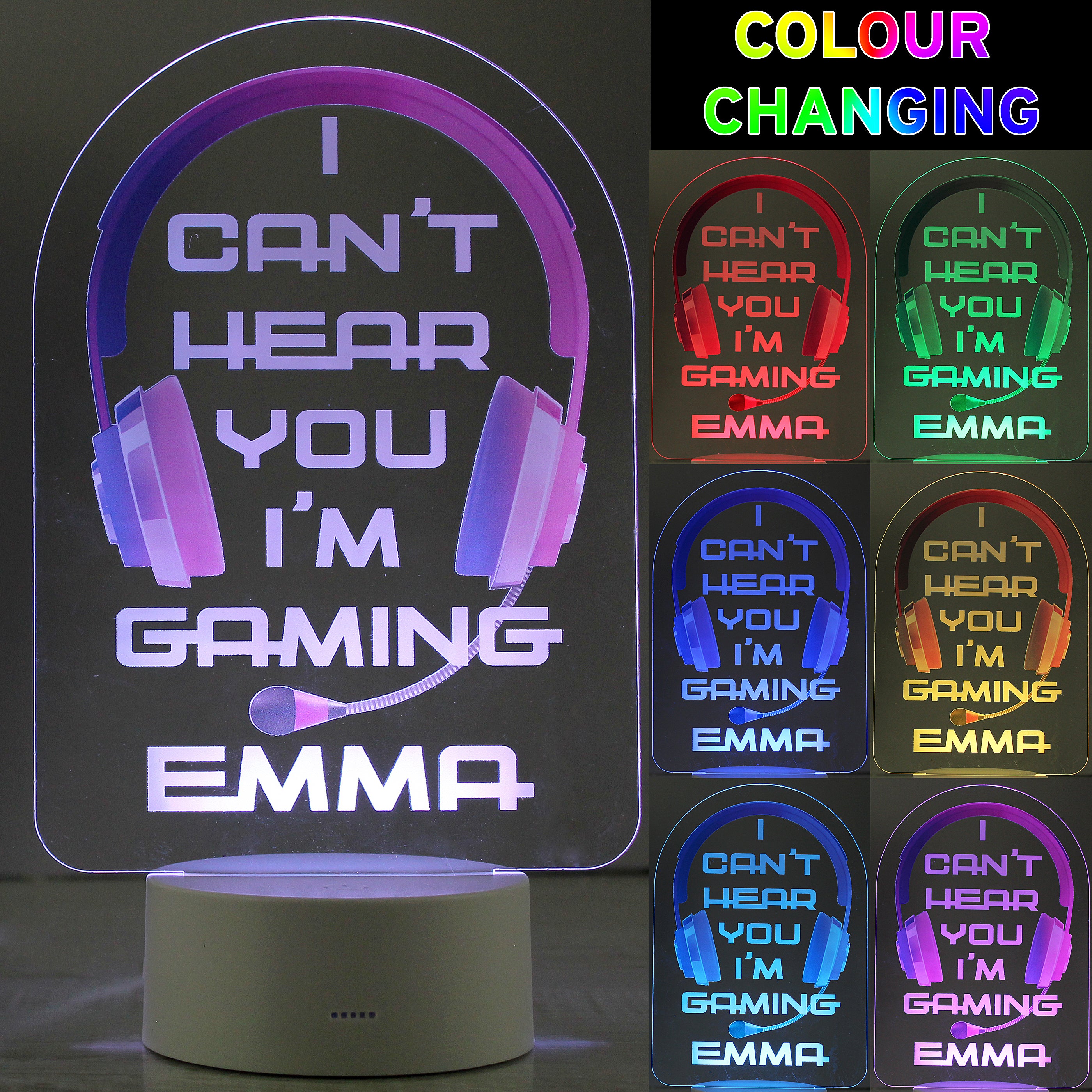 Personalised Pink Gaming Colour Changing Night LED Light White Price Comparisons | Compare The Build