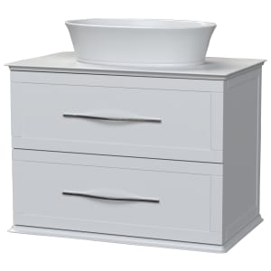 Duarti by Calypso Kentchurch Glacier White Wall Hung Vanity with Hanbury Countertop Basin, Worktop & Chrome Handles - 750mm Price Comparisons | Compare The Build