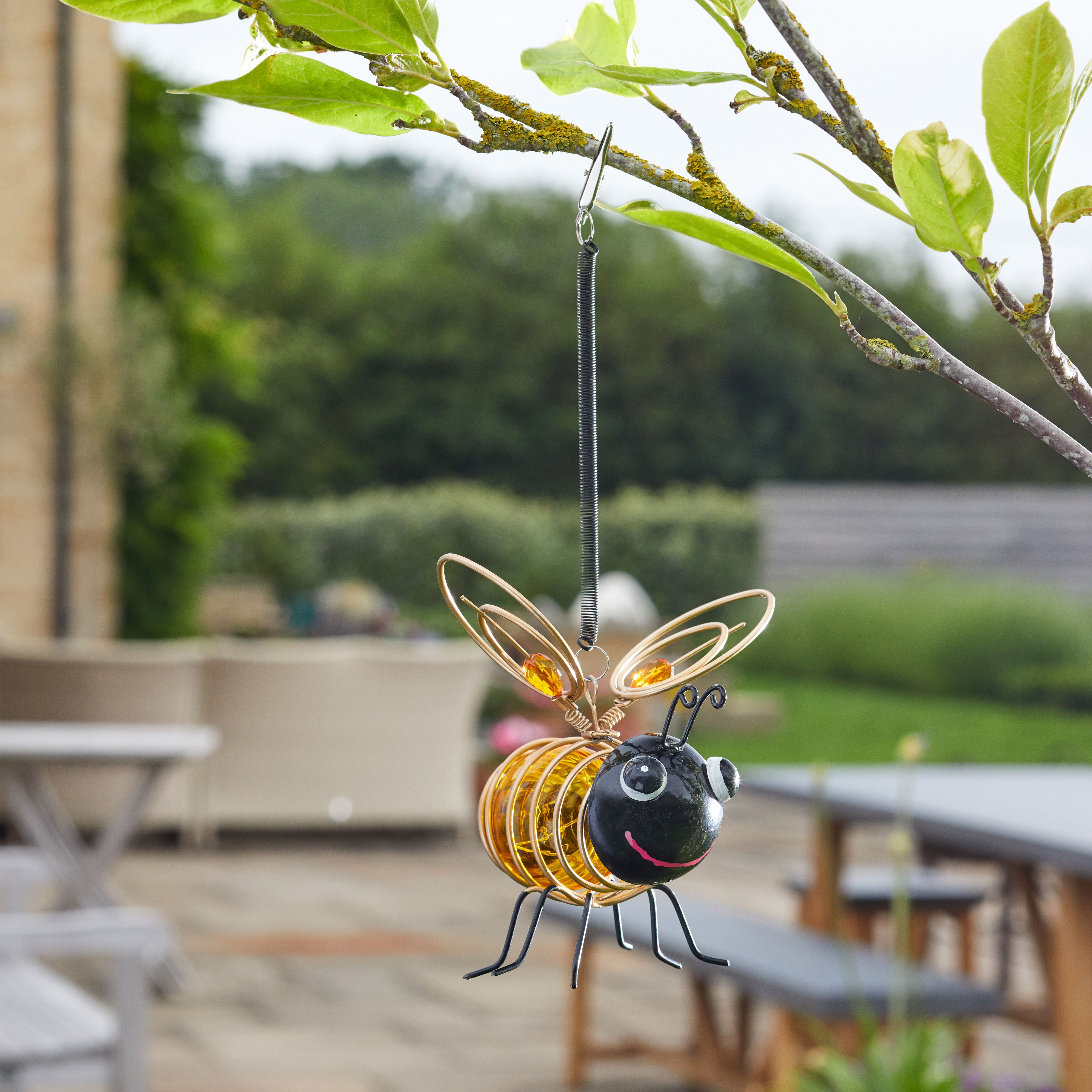 Solar Black & Yellow Copper Effect Bumble Bee Solar-Powered Led Outdoor Hanging Light Price Comparisons | Compare The Build