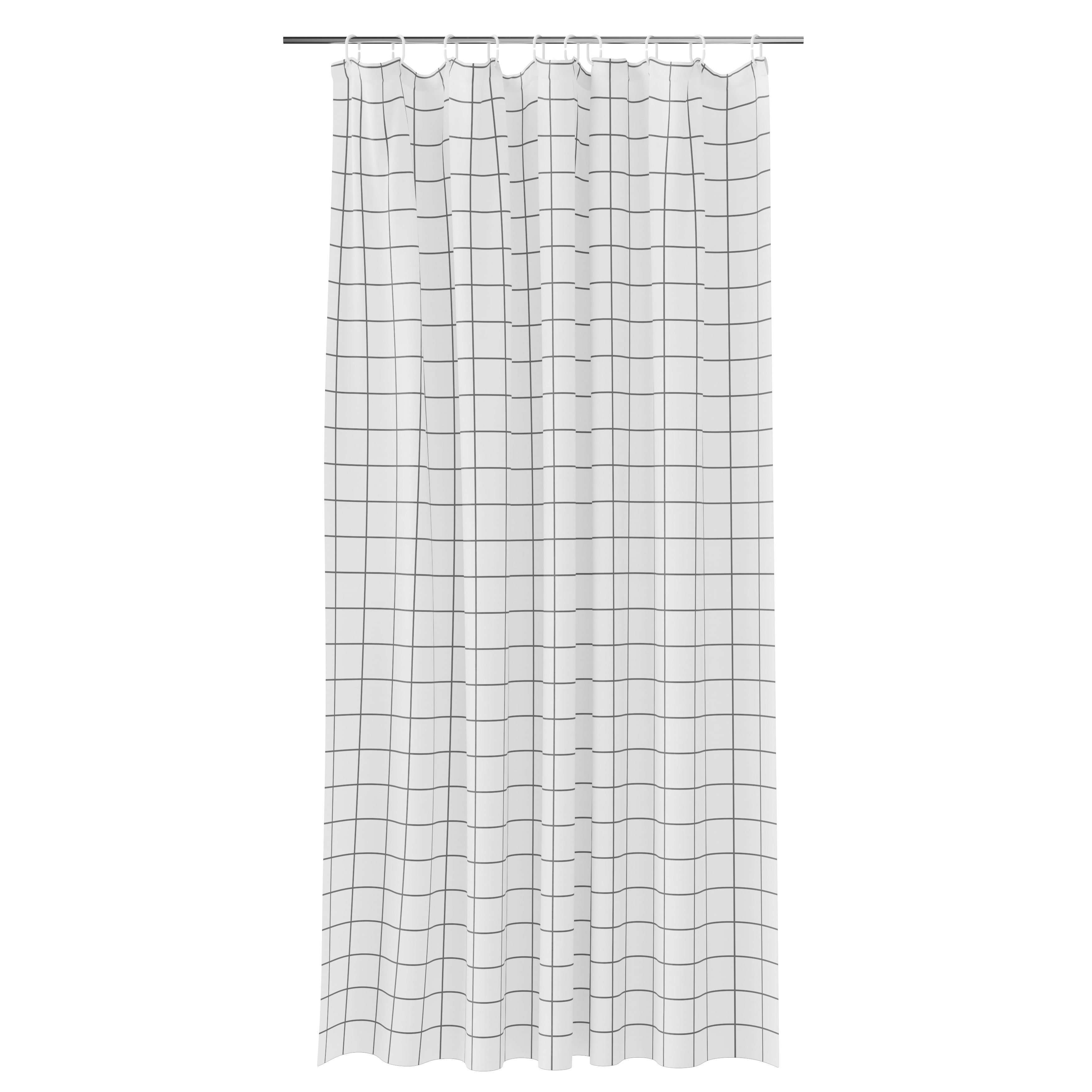 GoodHome Aetna White & Black Grid Shower Curtain (L)1800mm Price Comparisons | Compare The Build