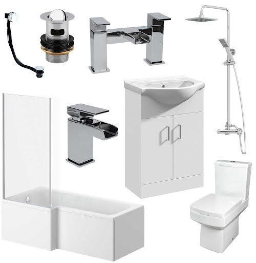 L Shape Bathroom Suite LH Toilet Vanity Unit Tap Waste Shower & Screen Price Comparisons | Compare The Build