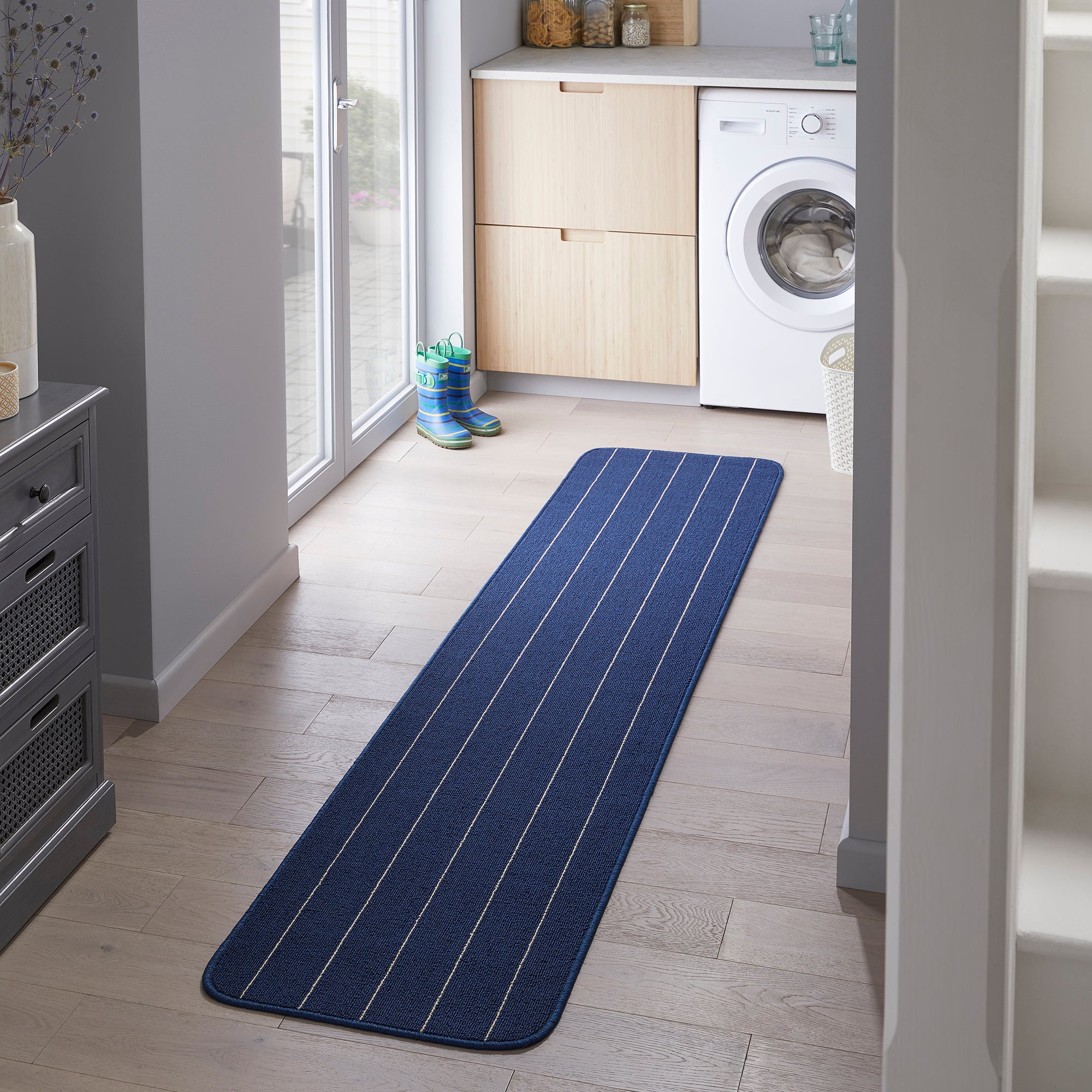 Theo Stripe Washable Runner Navy Price Comparisons | Compare The Build