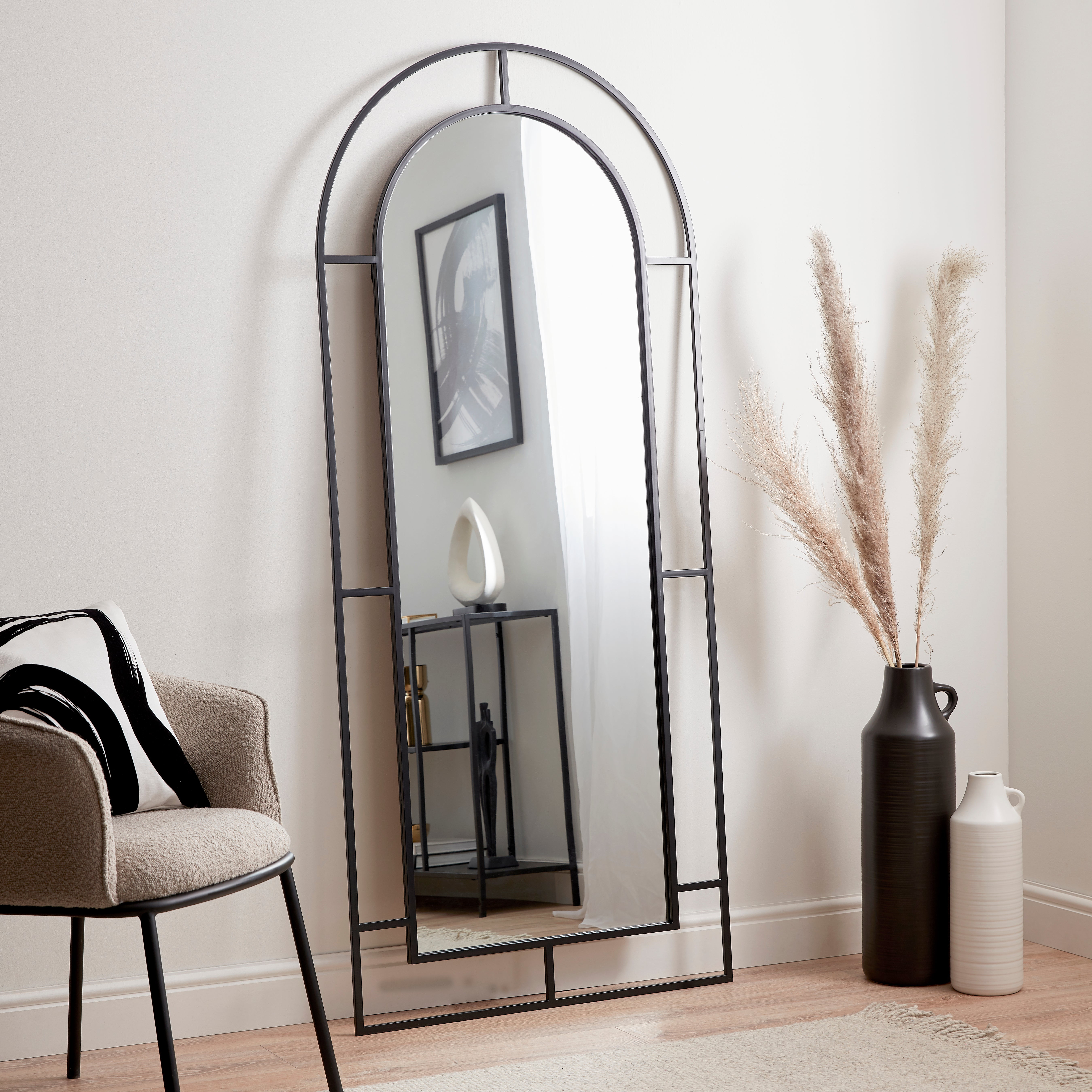 Arch Window Full Length Mirror, 180x80cm Black Price Comparisons | Compare The Build